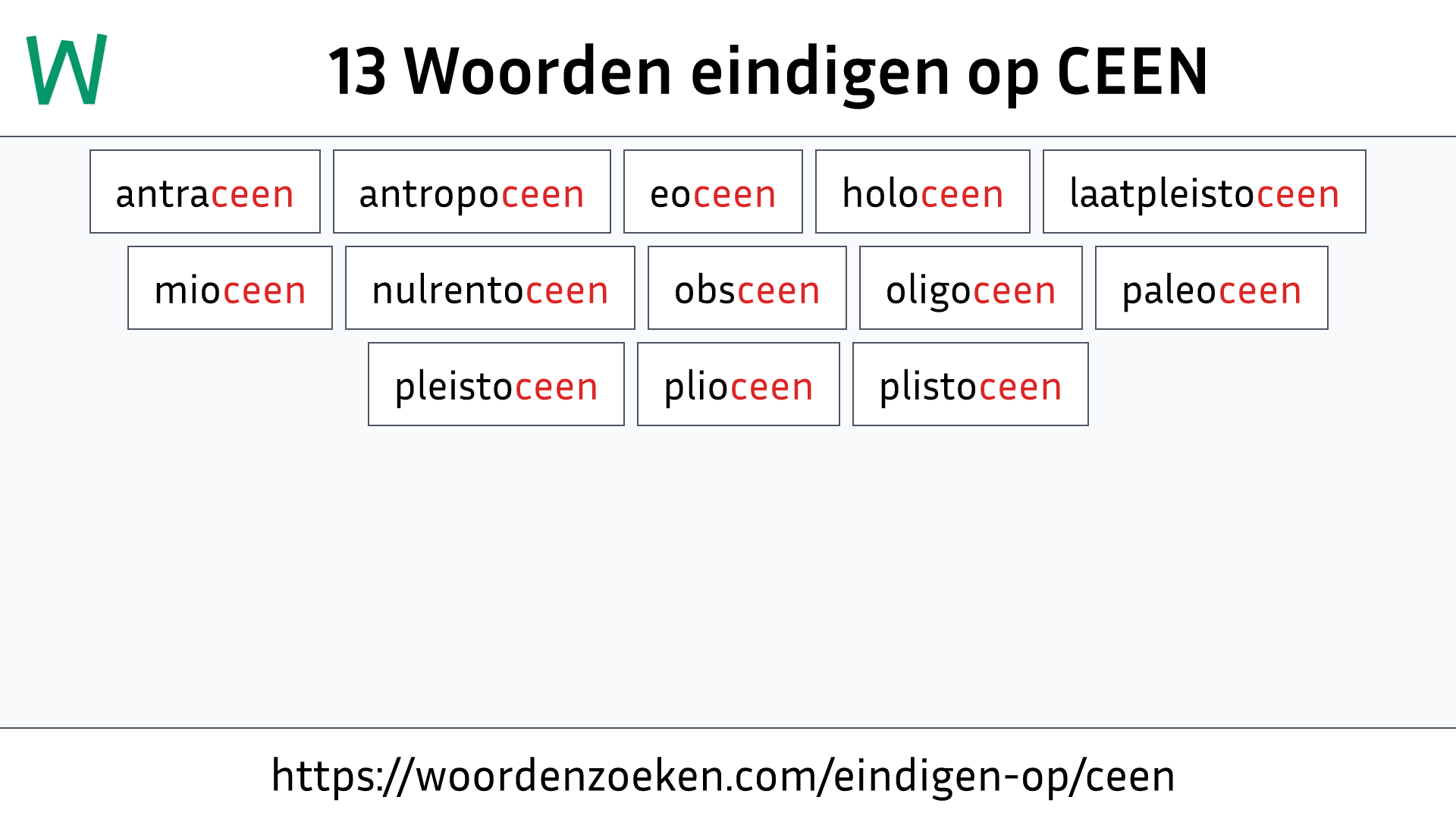 Woorden eindigen op CEEN