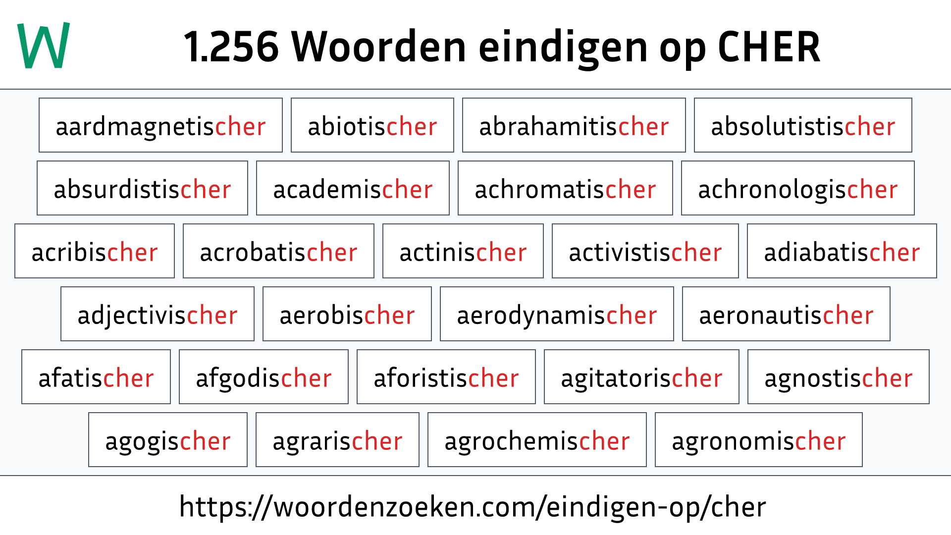 Woorden eindigen op CHER