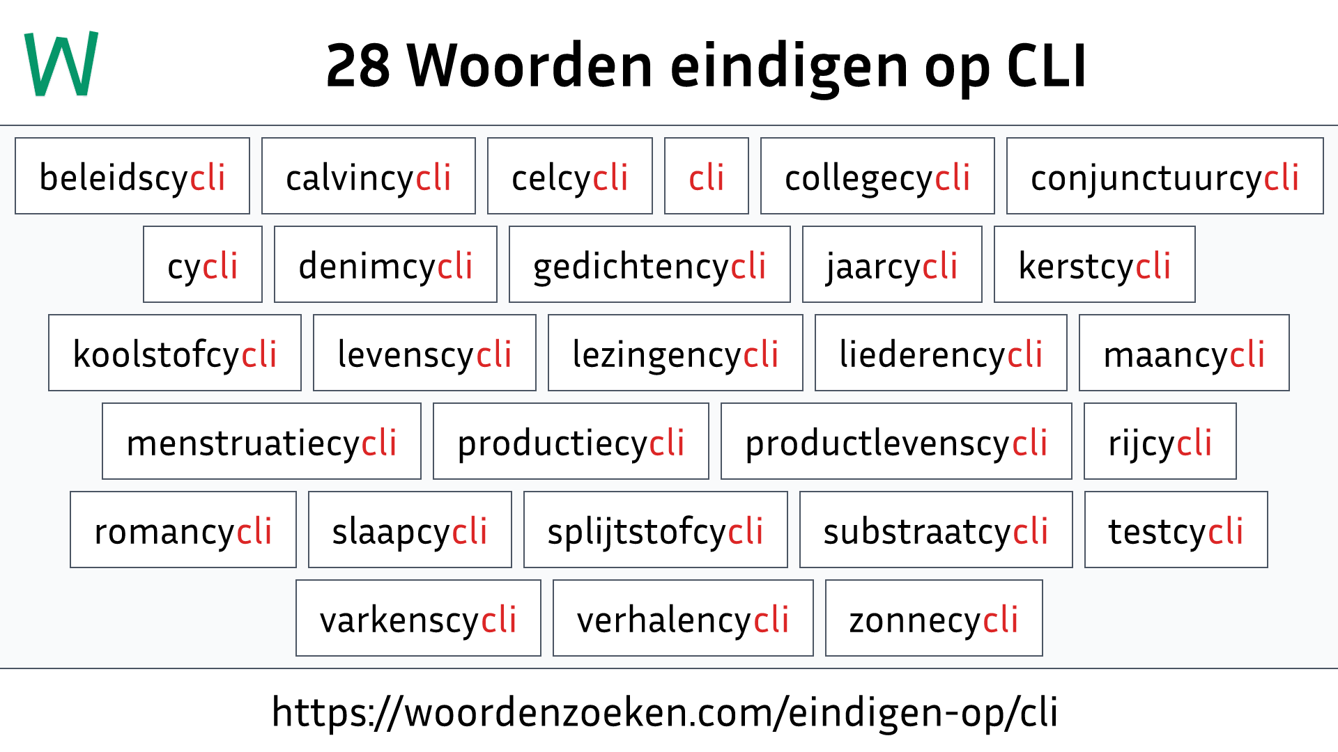 Woorden eindigen op CLI