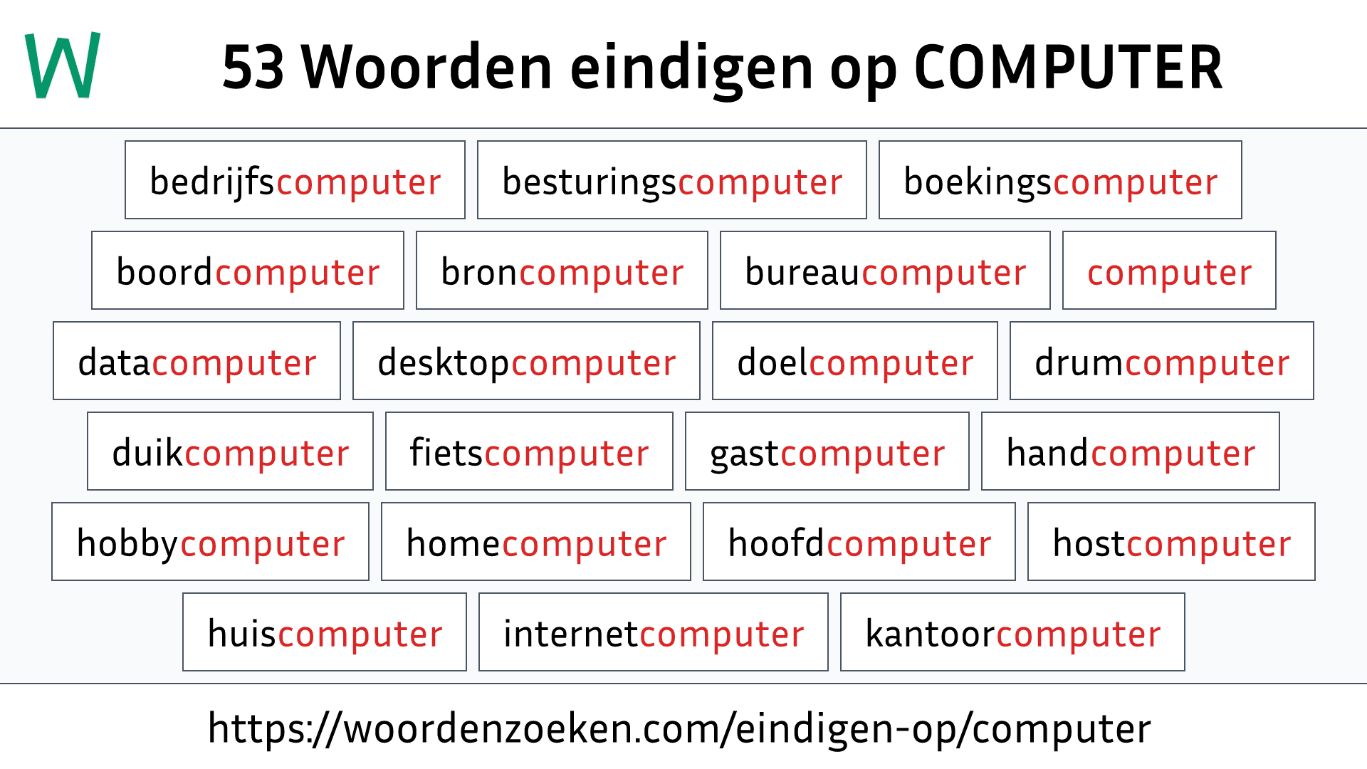 Woorden eindigen op COMPUTER