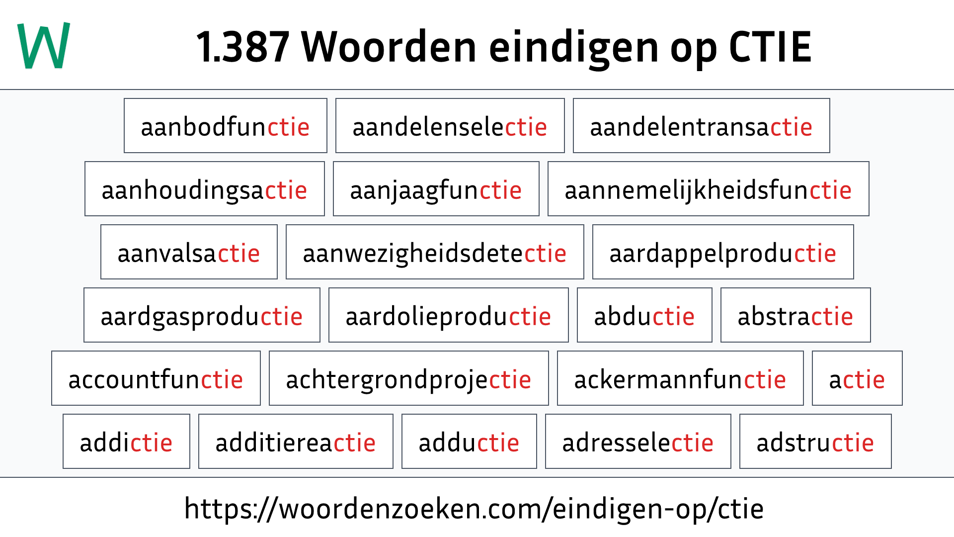 Woorden eindigen op CTIE