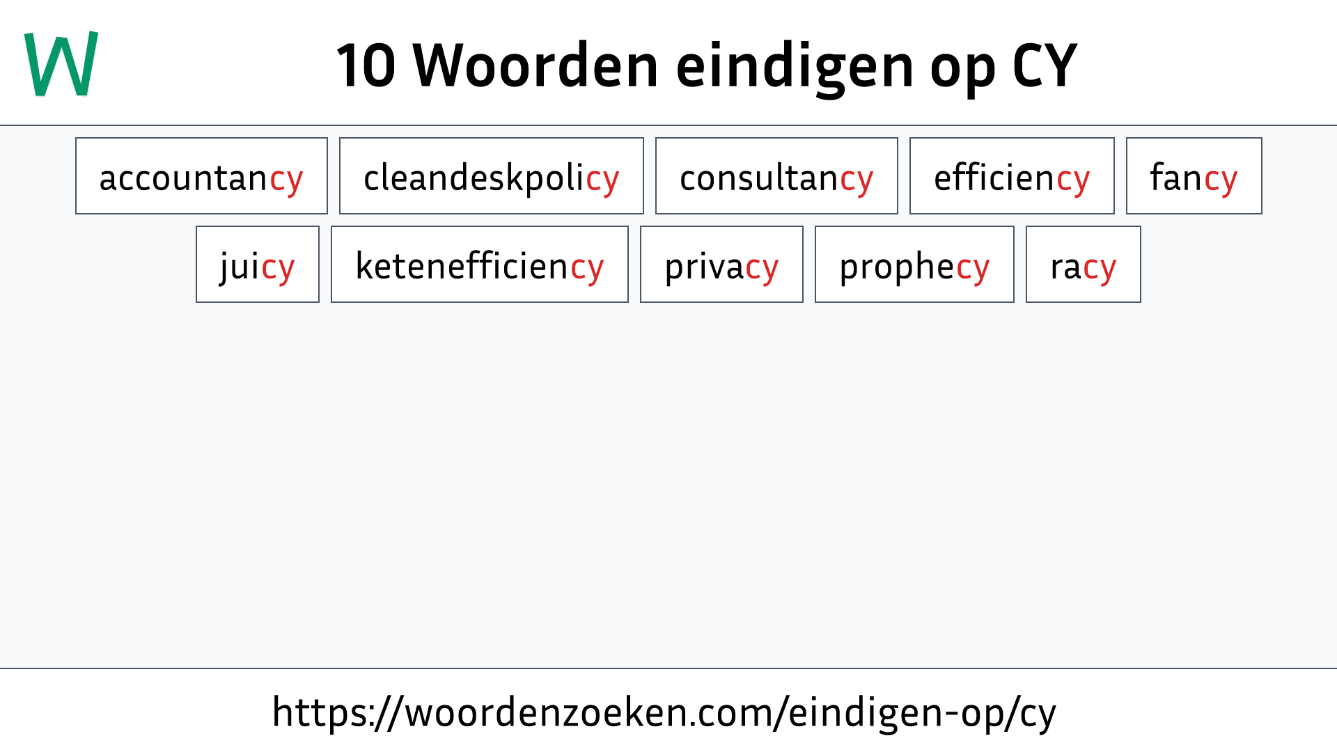 Woorden eindigen op CY