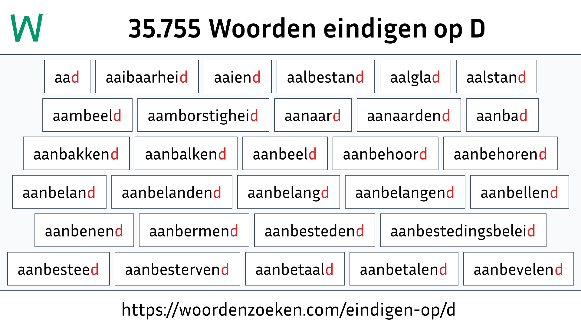 Woorden eindigen op D