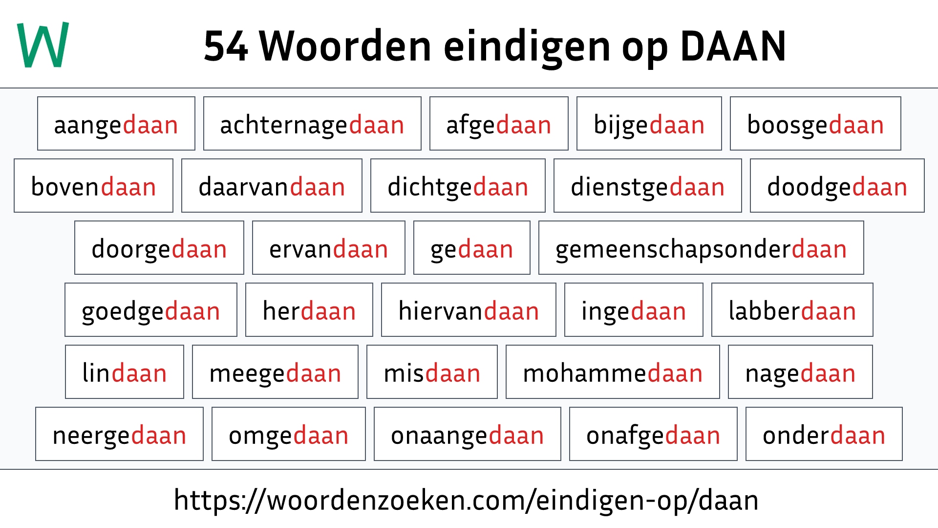 Woorden eindigen op DAAN