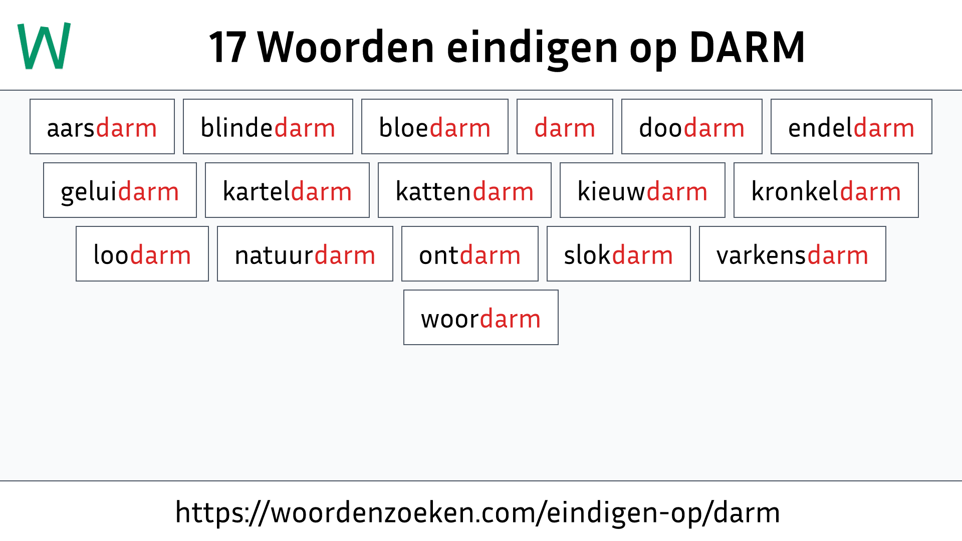 Woorden eindigen op DARM