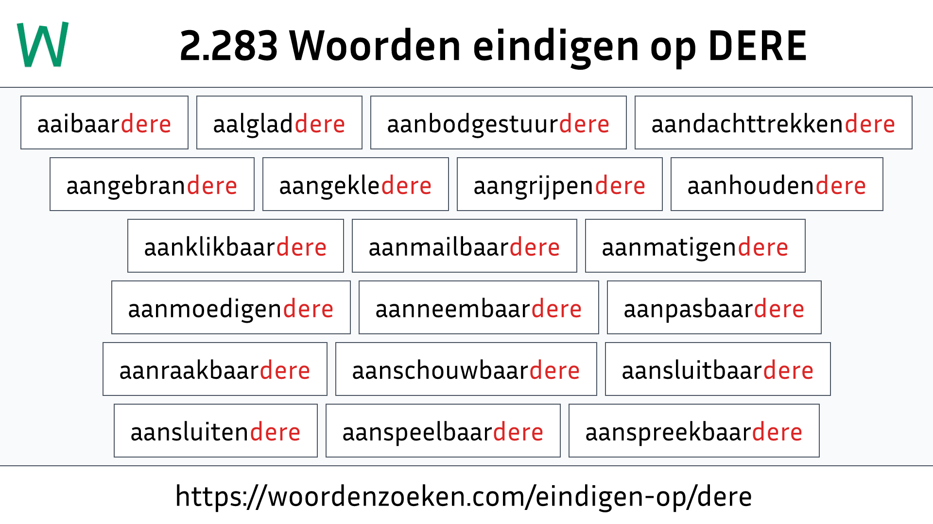 Woorden eindigen op DERE
