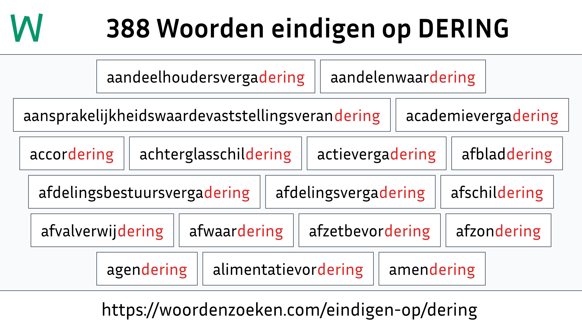 Woorden eindigen op DERING