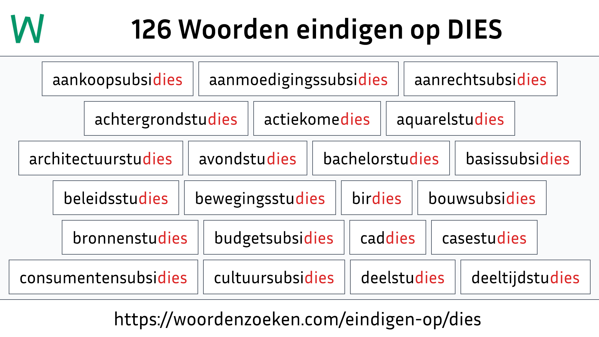 Woorden eindigen op DIES