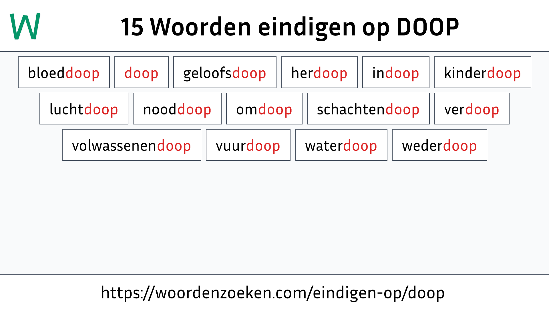 Woorden eindigen op DOOP