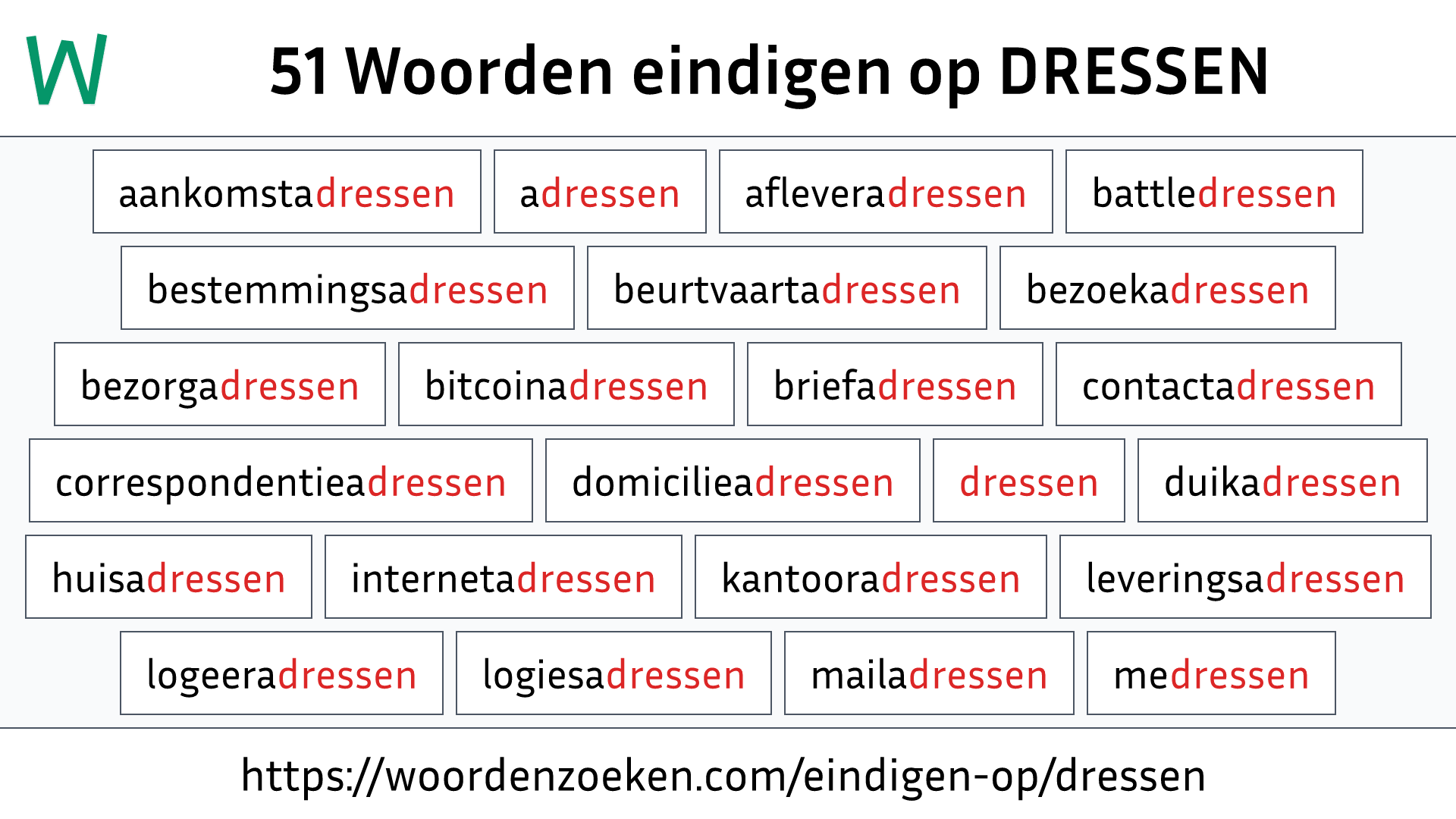 Woorden eindigen op DRESSEN