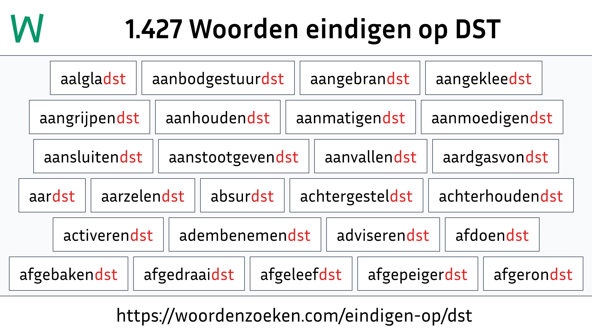 Woorden eindigen op DST