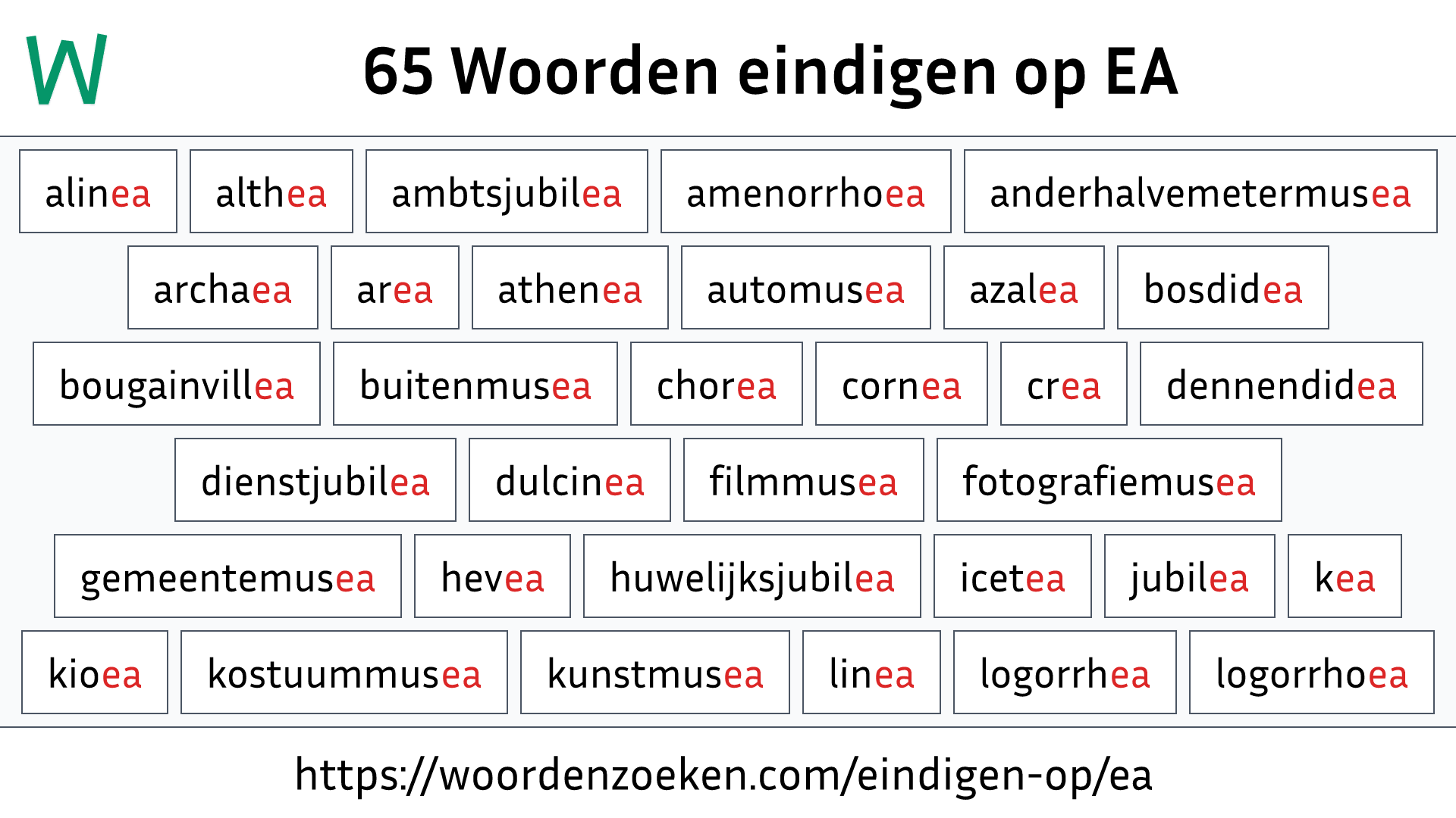 Woorden eindigen op EA