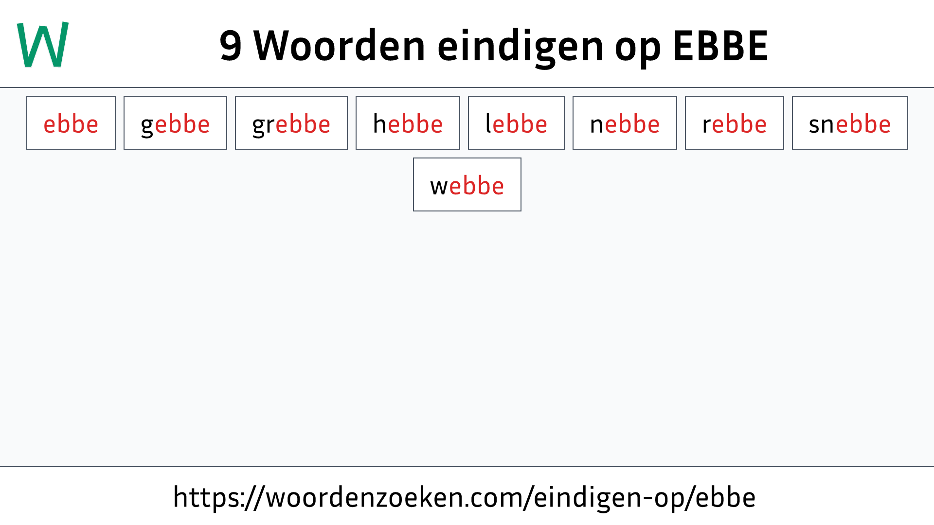 Woorden eindigen op EBBE