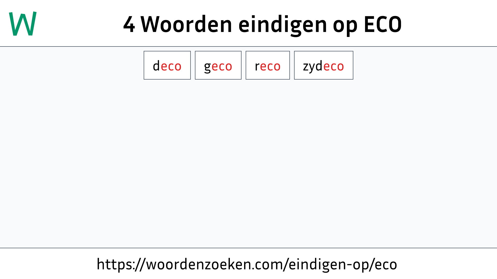 Woorden eindigen op ECO