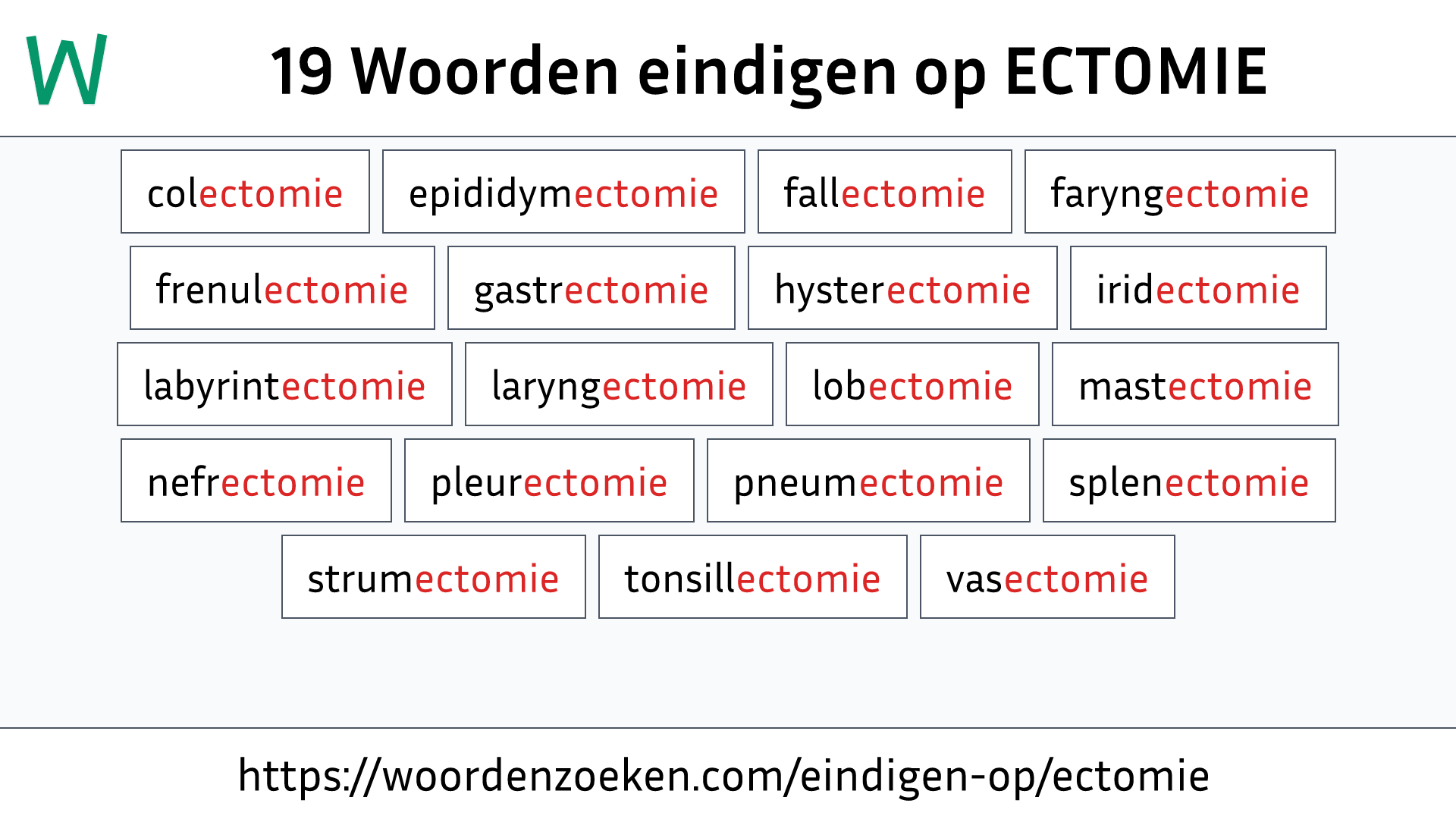 Woorden eindigen op ECTOMIE