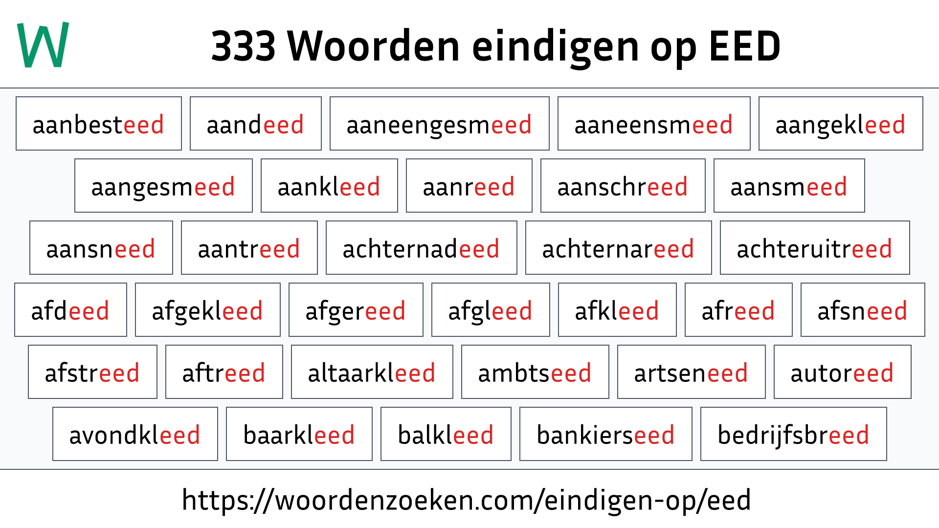 Woorden eindigen op EED