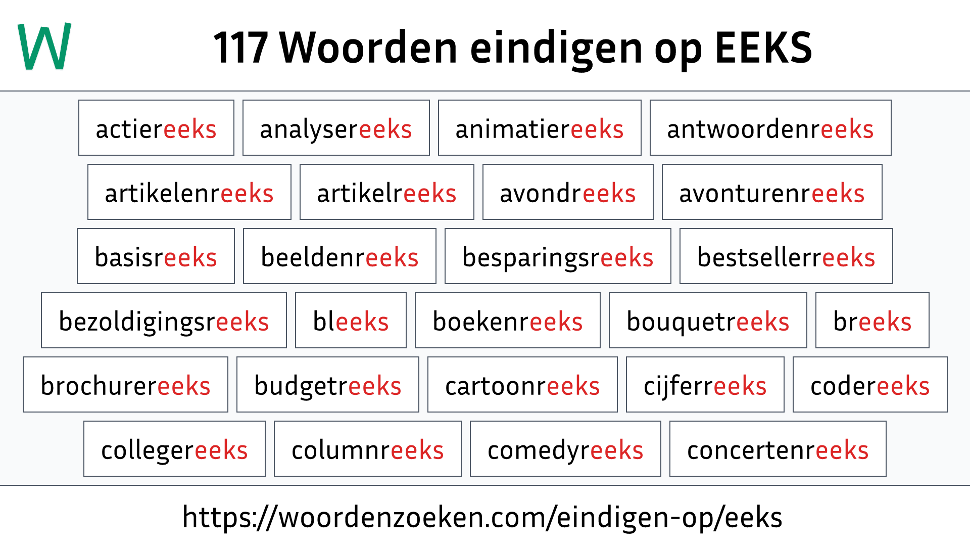 Woorden eindigen op EEKS