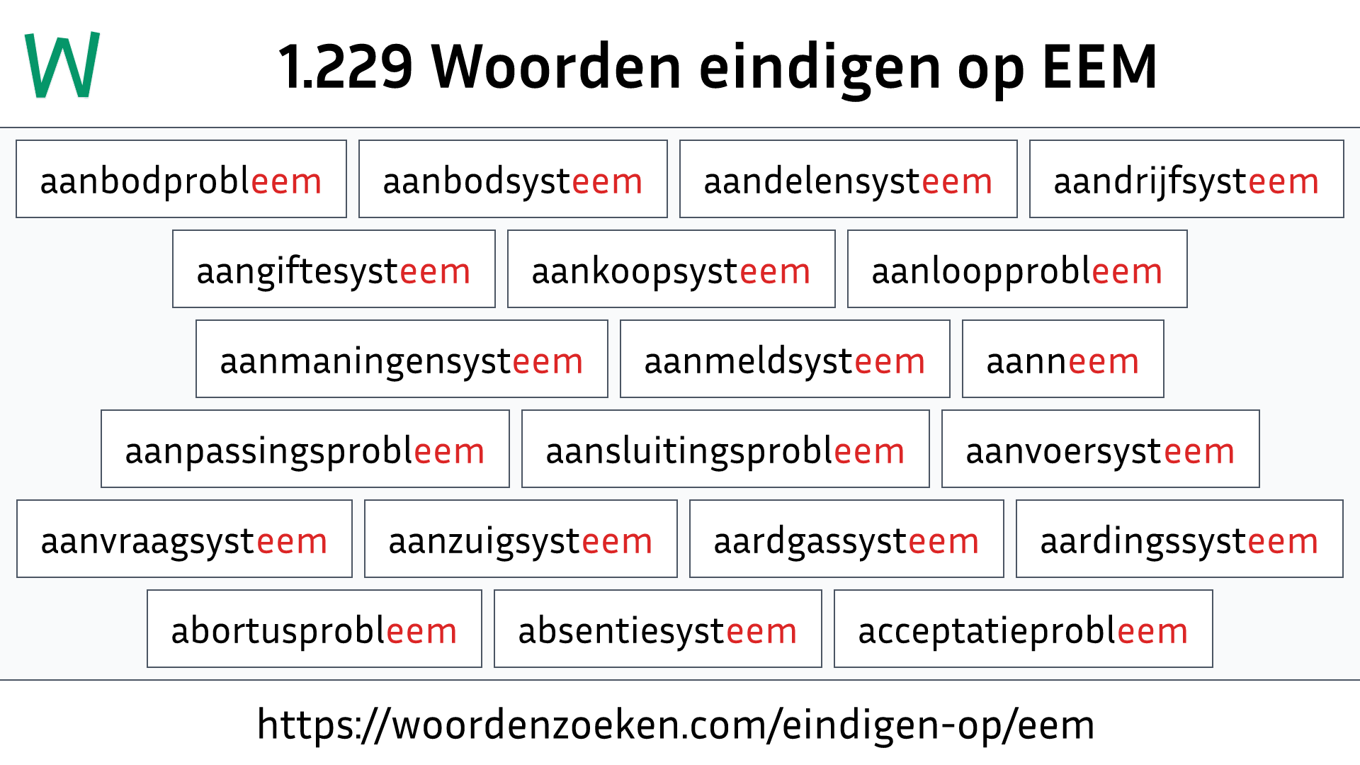 Woorden eindigen op EEM