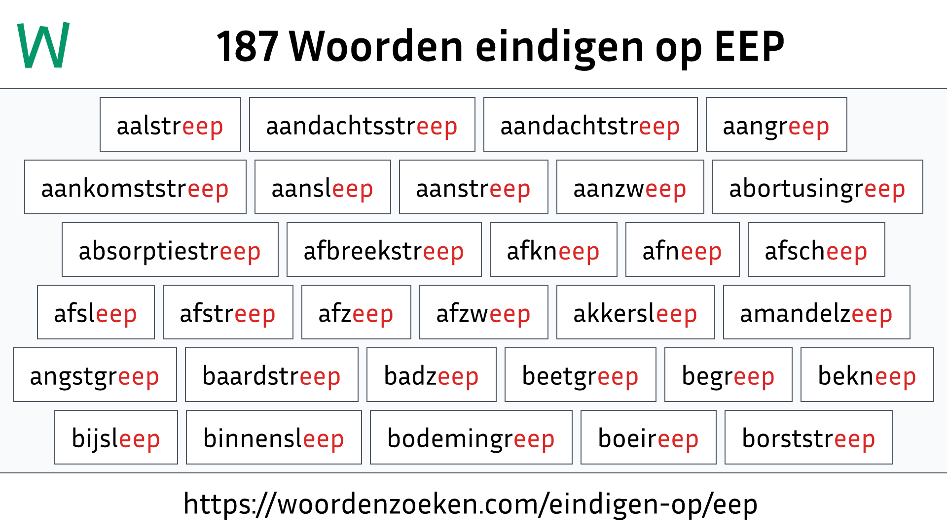 Woorden eindigen op EEP