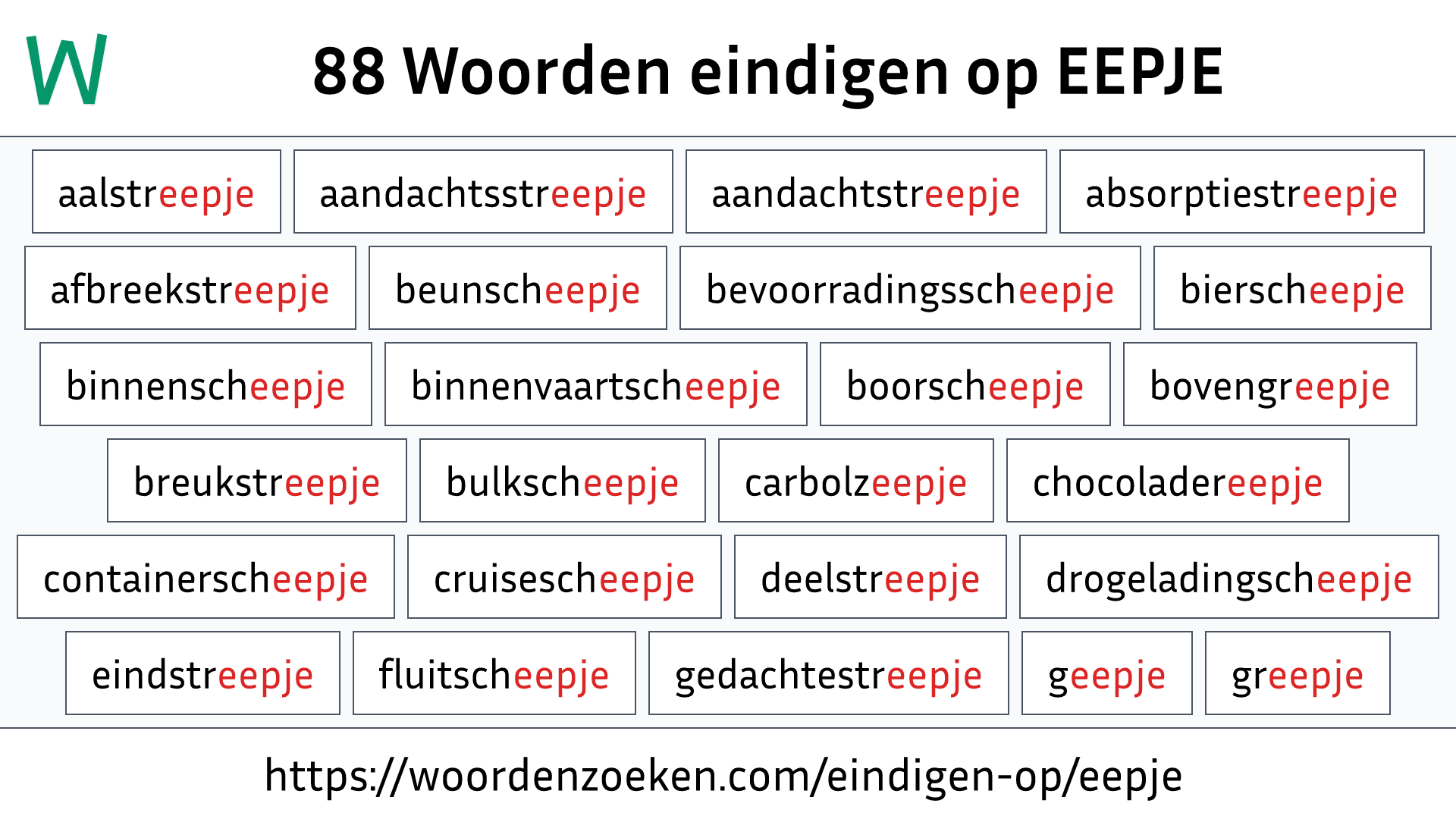 Woorden eindigen op EEPJE