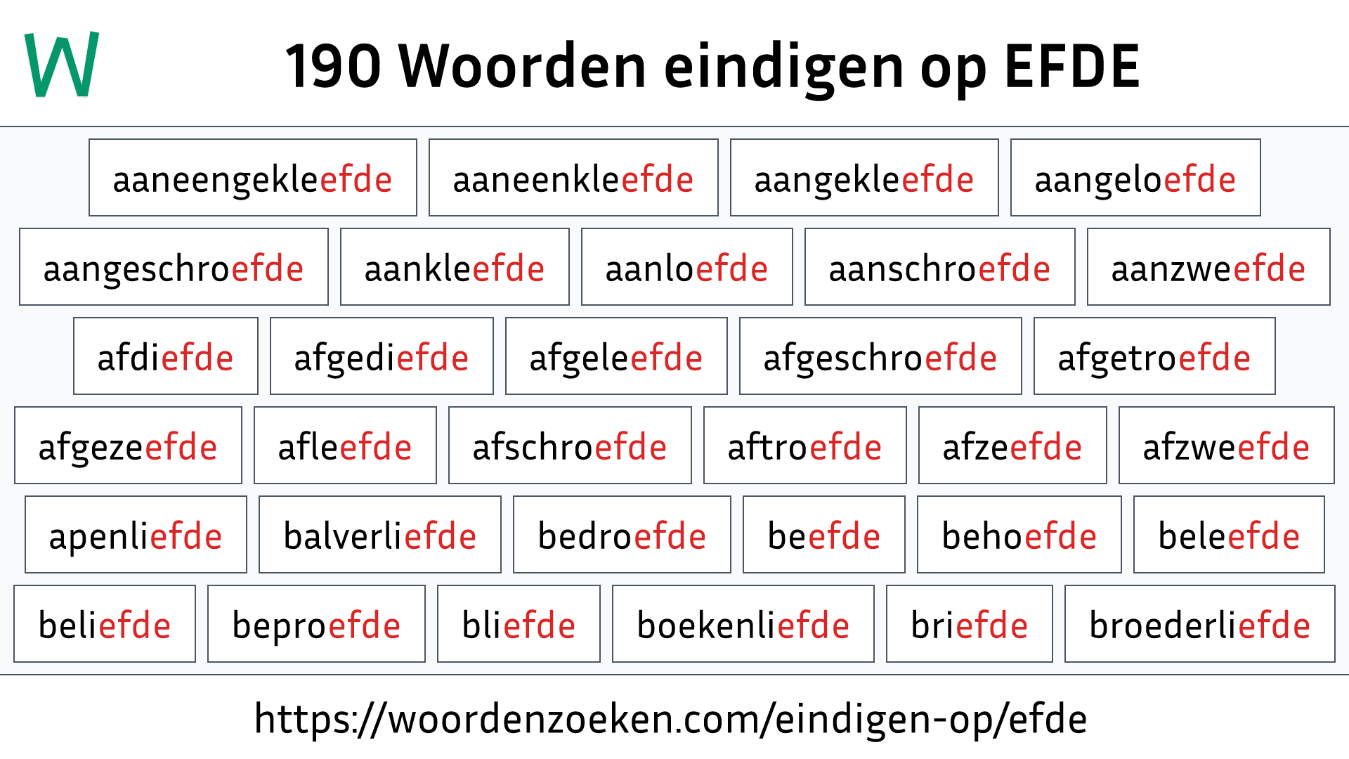 Woorden eindigen op EFDE