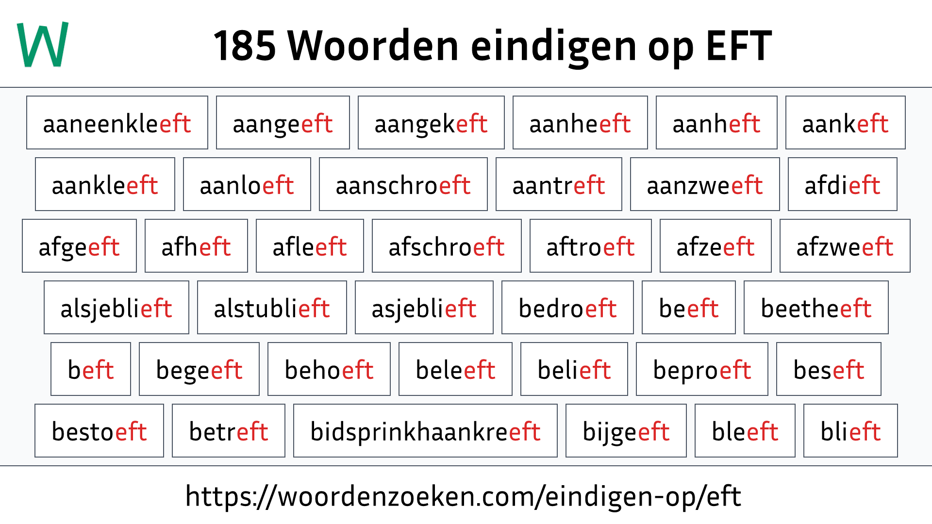 Woorden eindigen op EFT