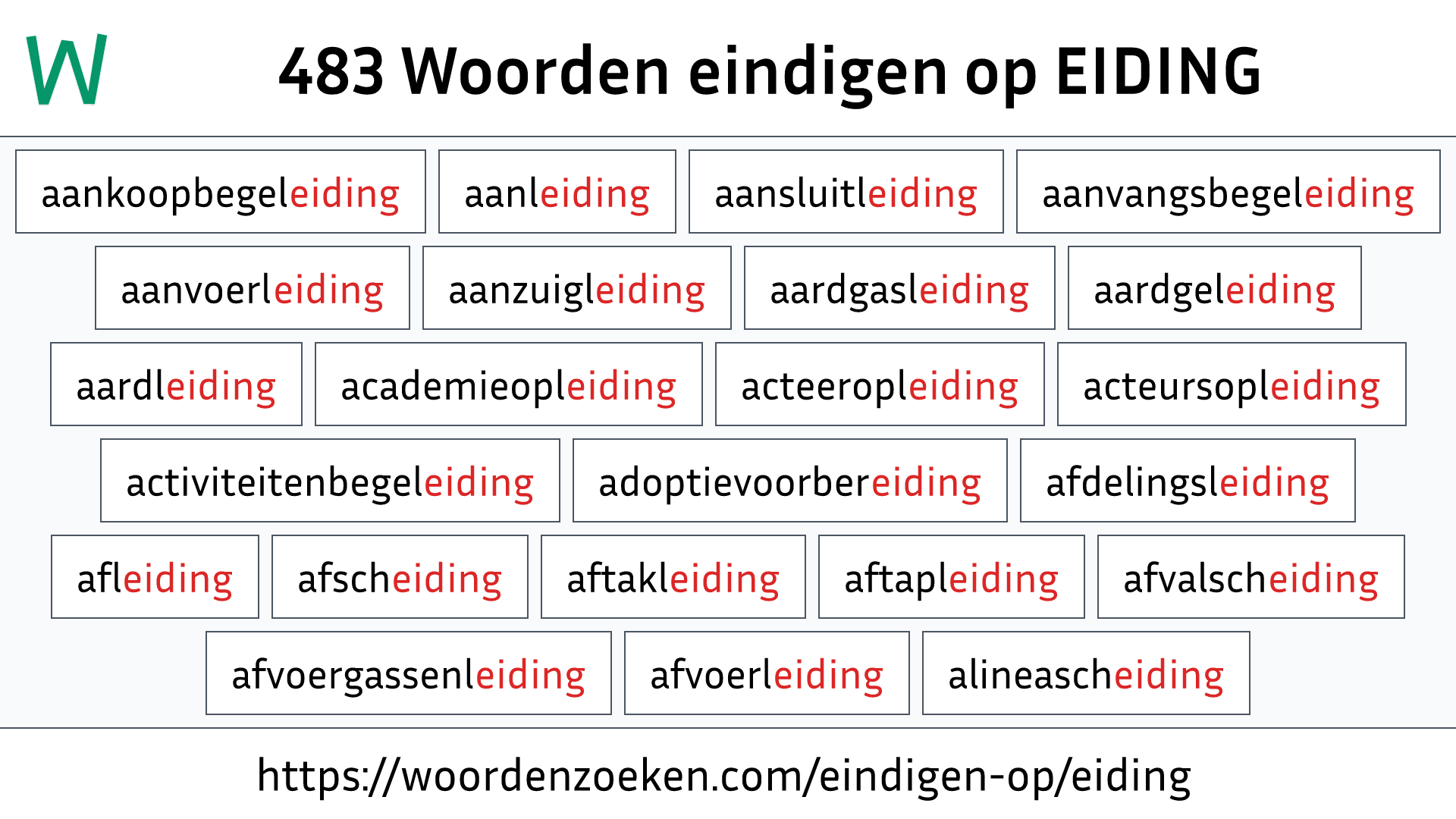 Woorden eindigen op EIDING