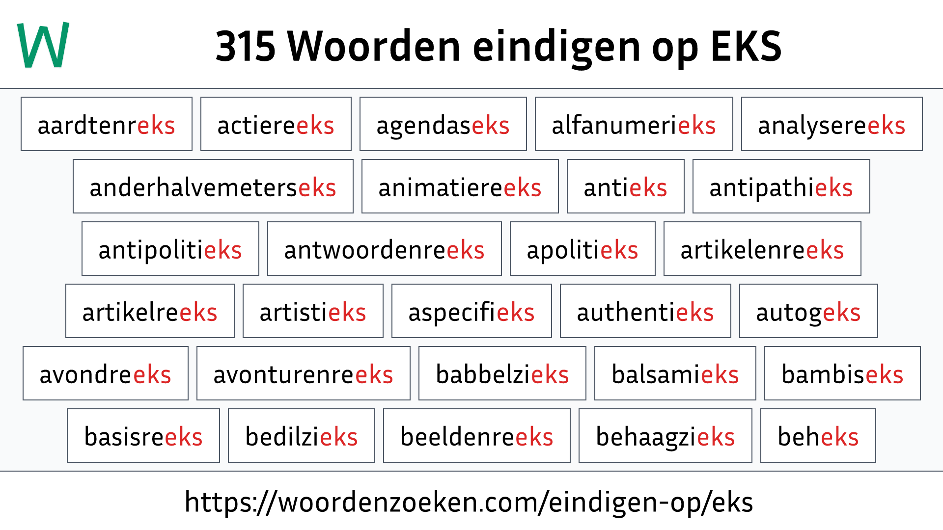 Woorden eindigen op EKS