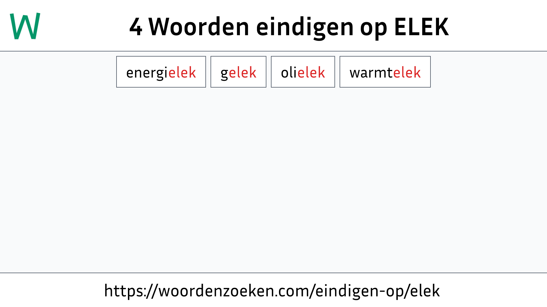 Woorden eindigen op ELEK