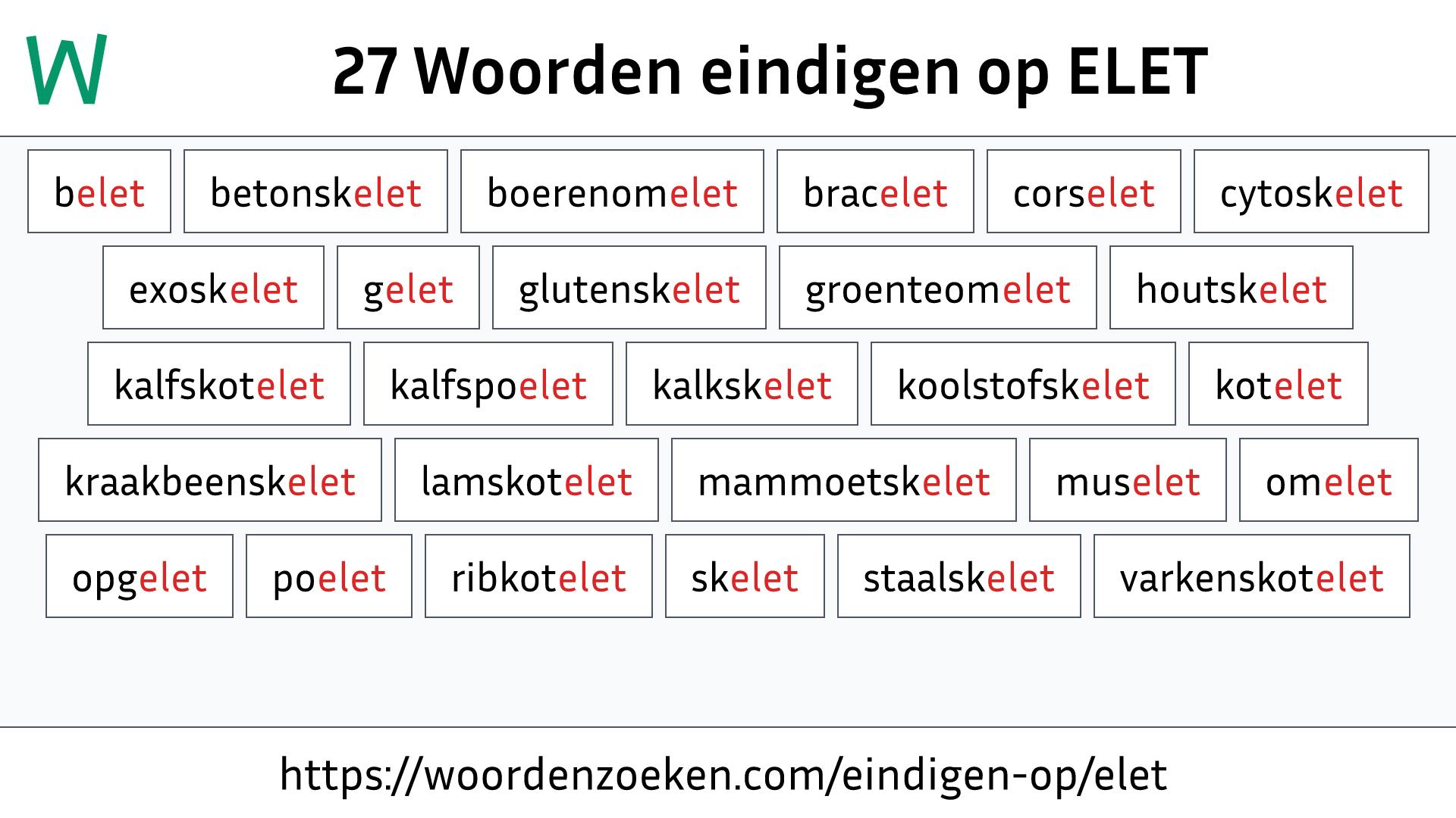 Woorden eindigen op ELET