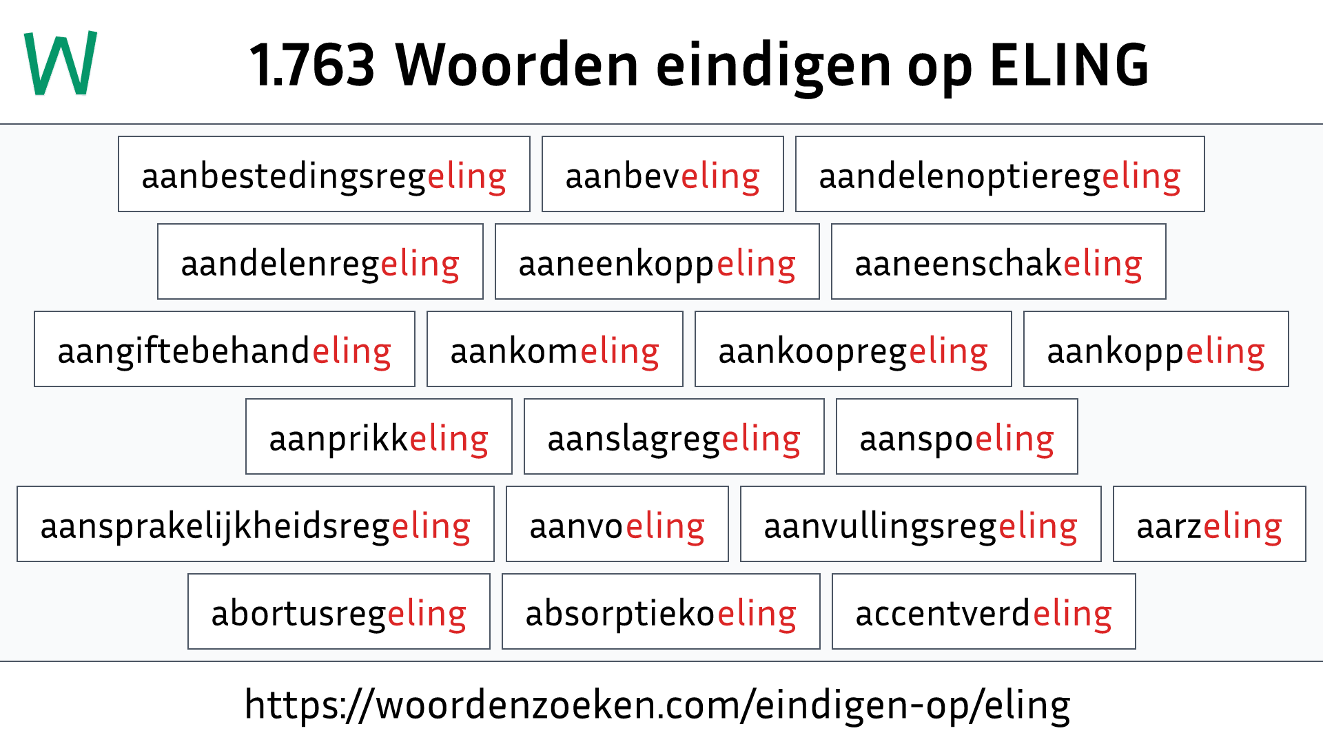 Woorden eindigen op ELING