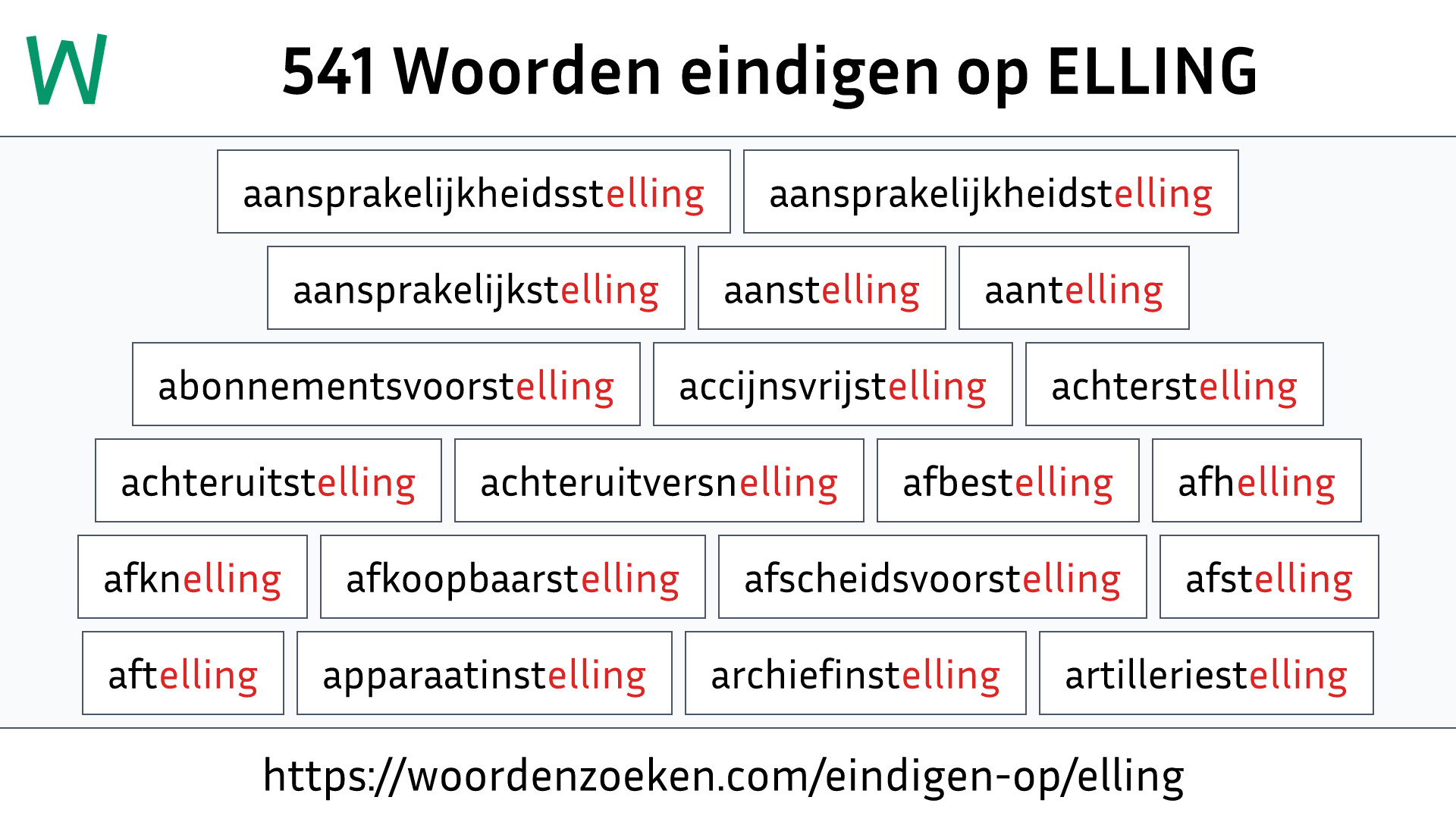 Woorden eindigen op ELLING