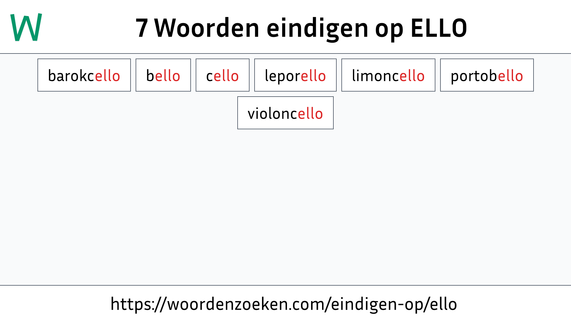 Woorden eindigen op ELLO