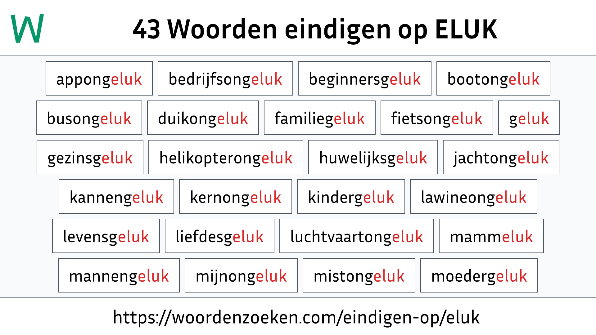 Woorden eindigen op ELUK