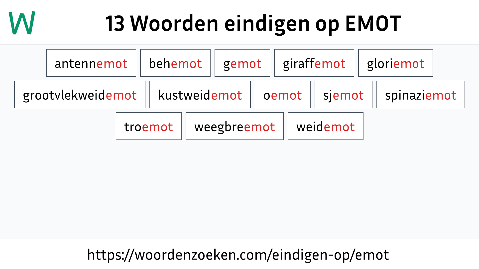 Woorden eindigen op EMOT