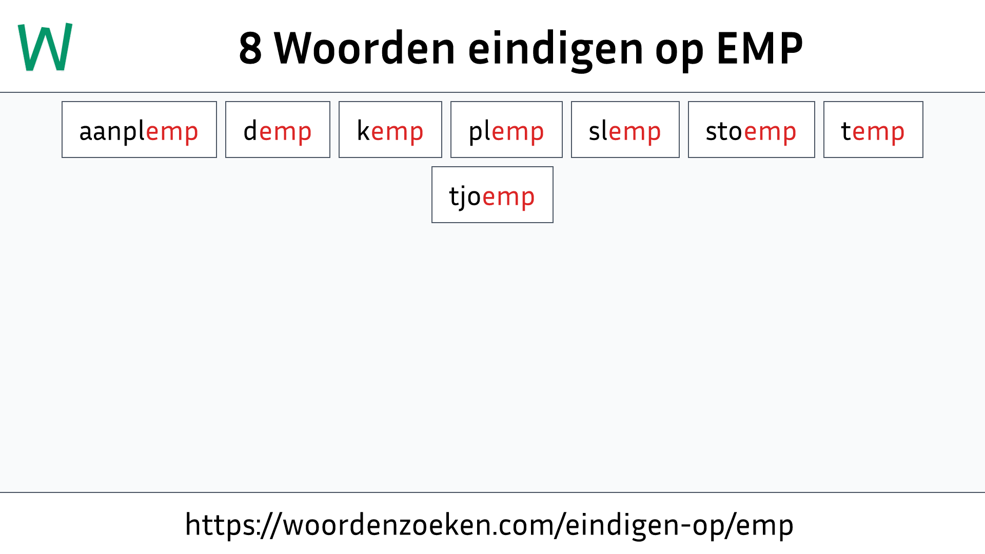 Woorden eindigen op EMP