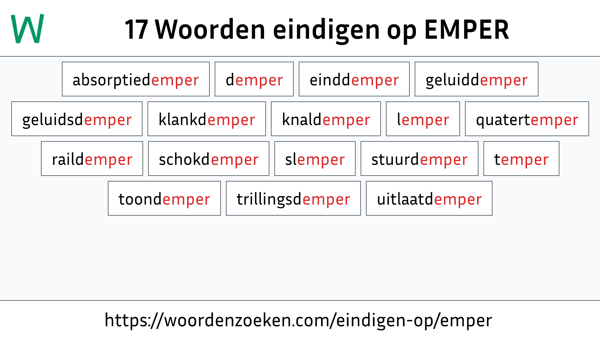 Woorden eindigen op EMPER