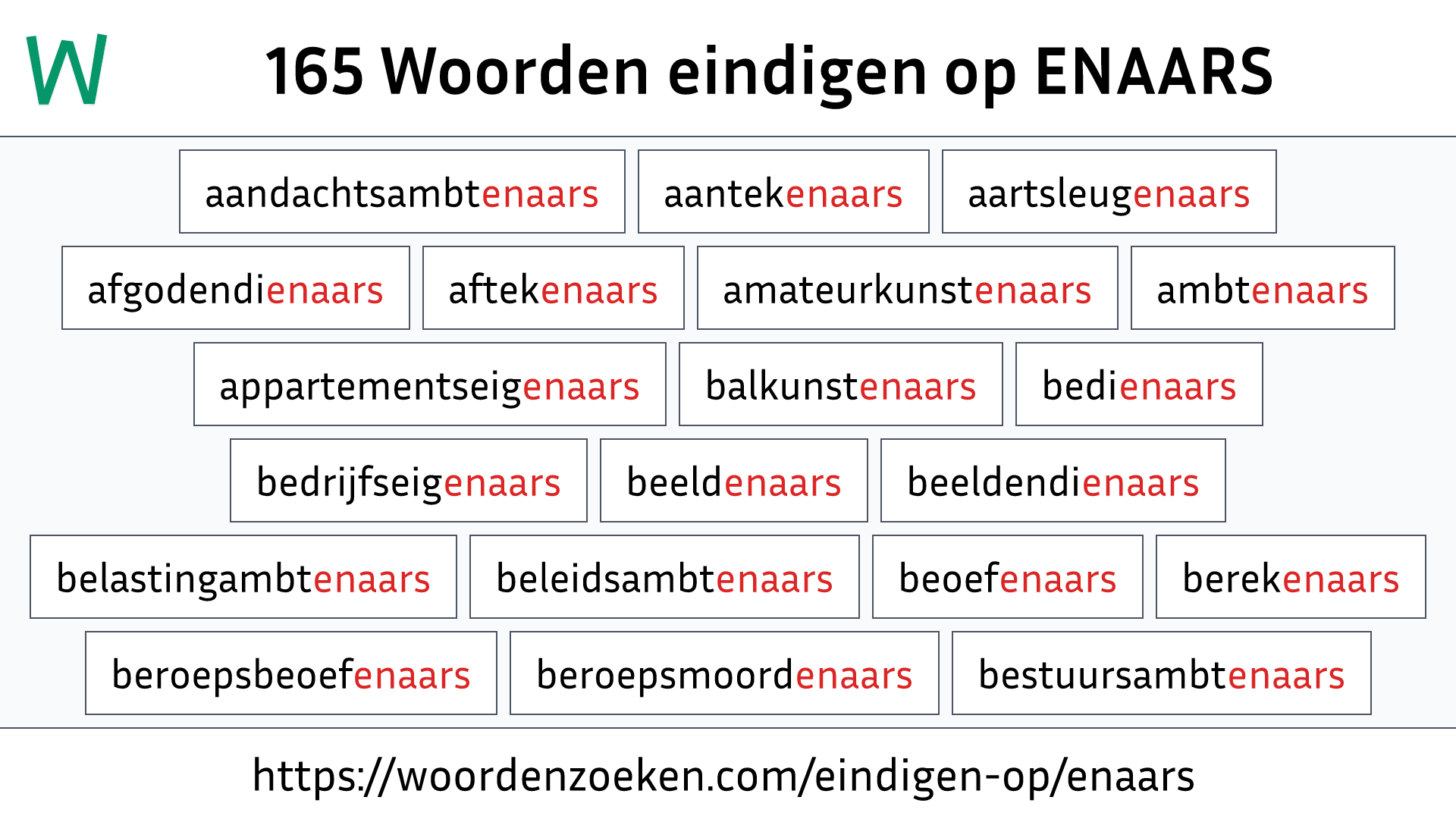 Woorden eindigen op ENAARS
