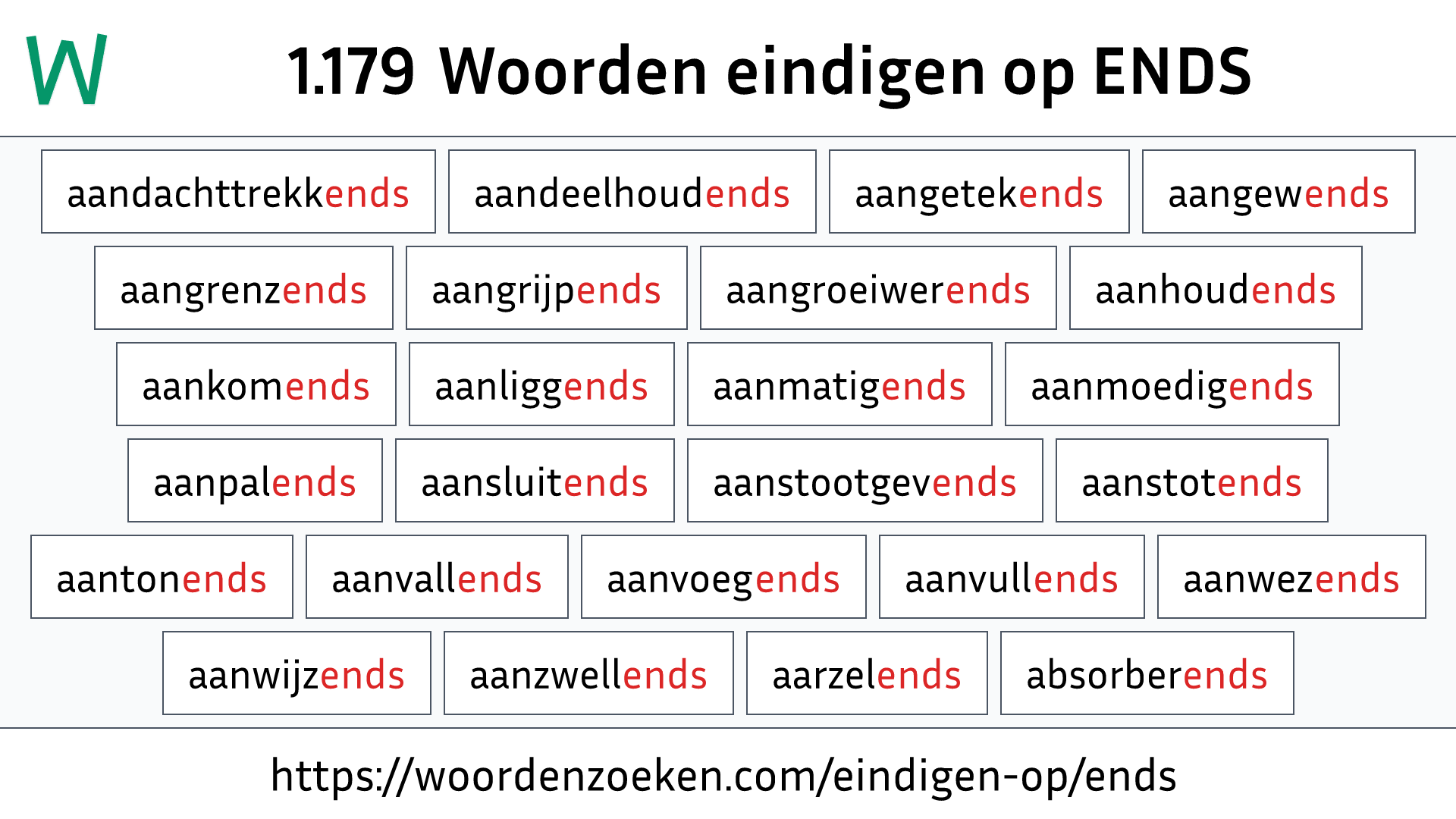 Woorden eindigen op ENDS