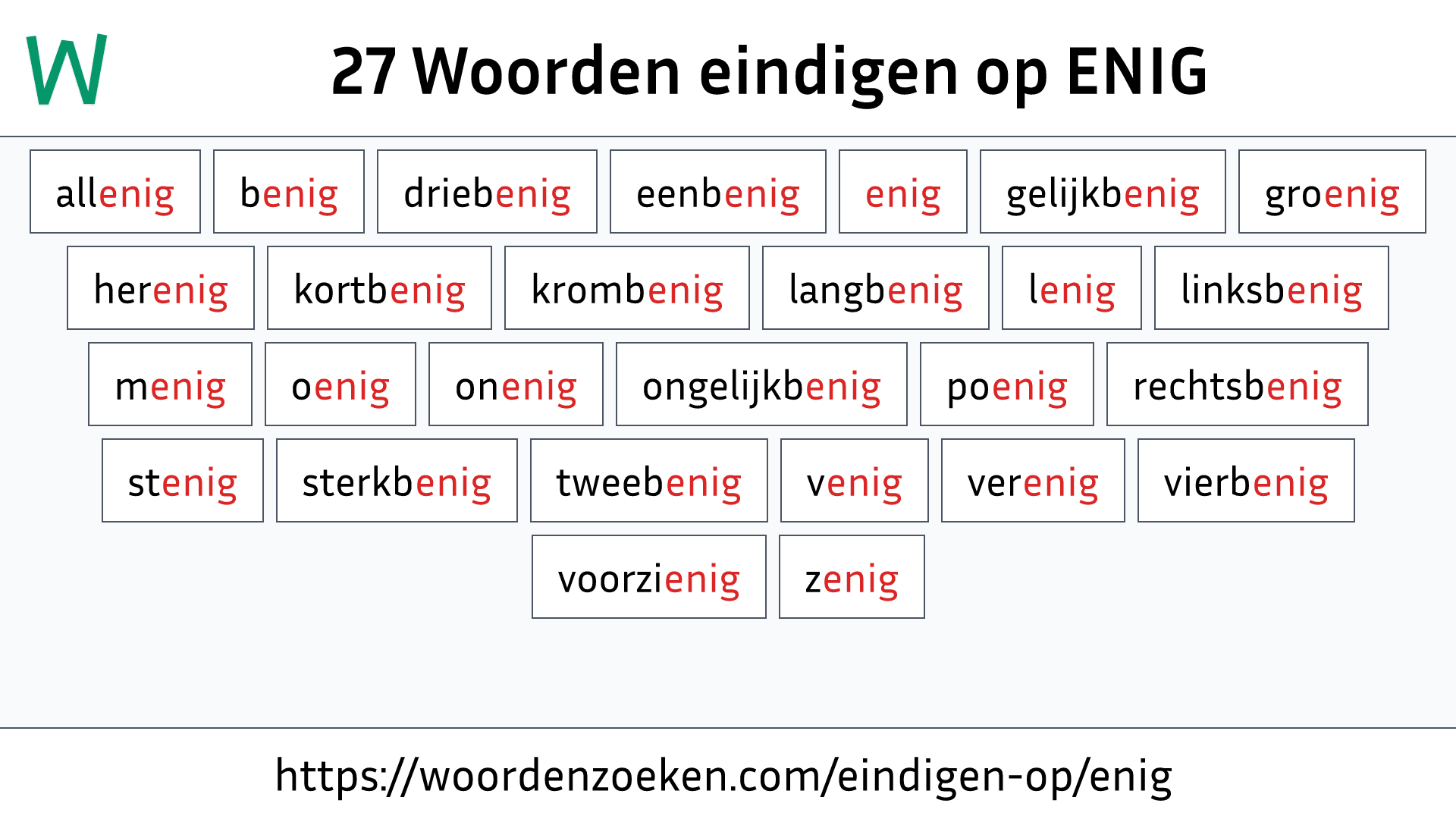 Woorden eindigen op ENIG
