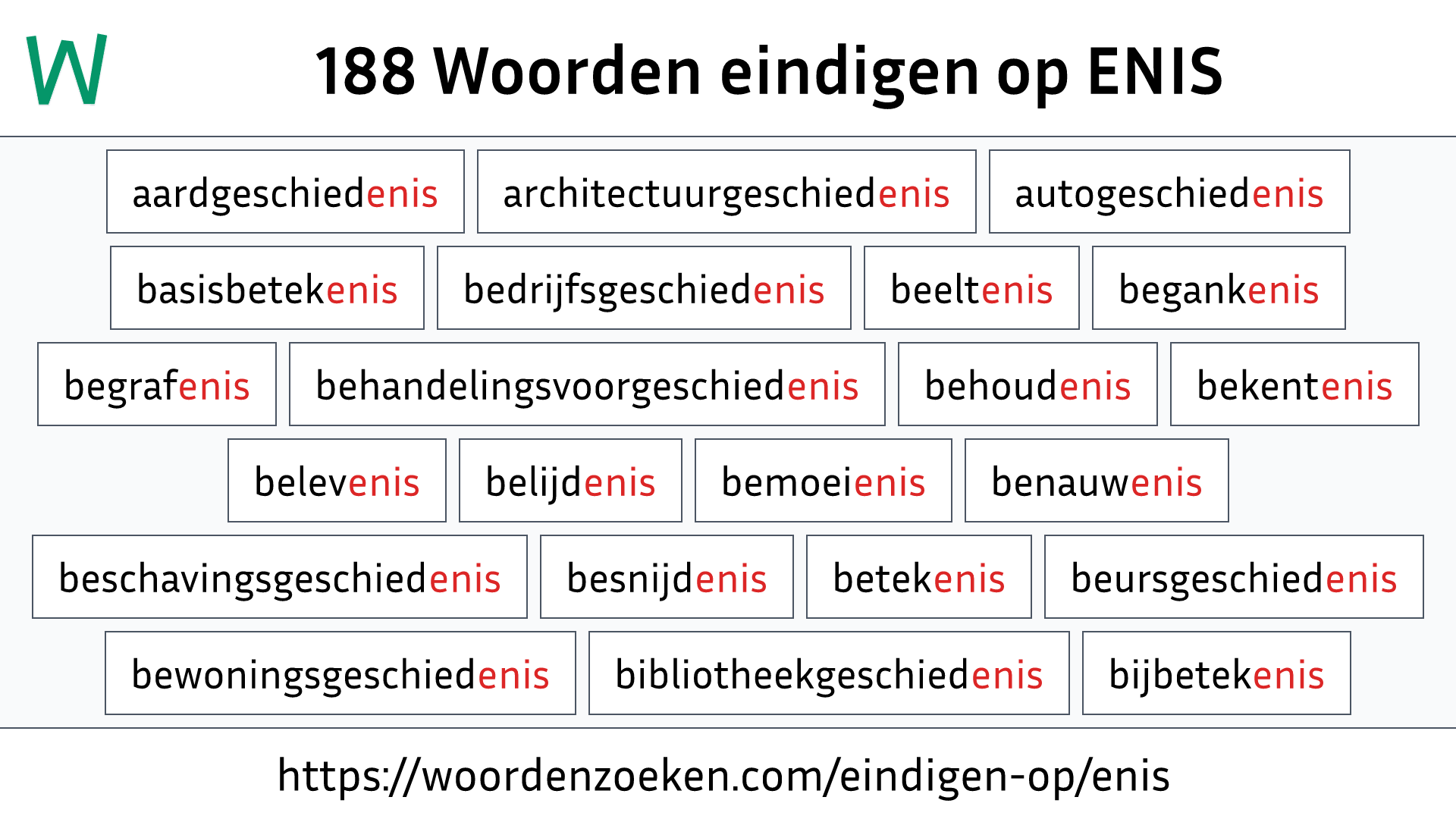 Woorden eindigen op ENIS