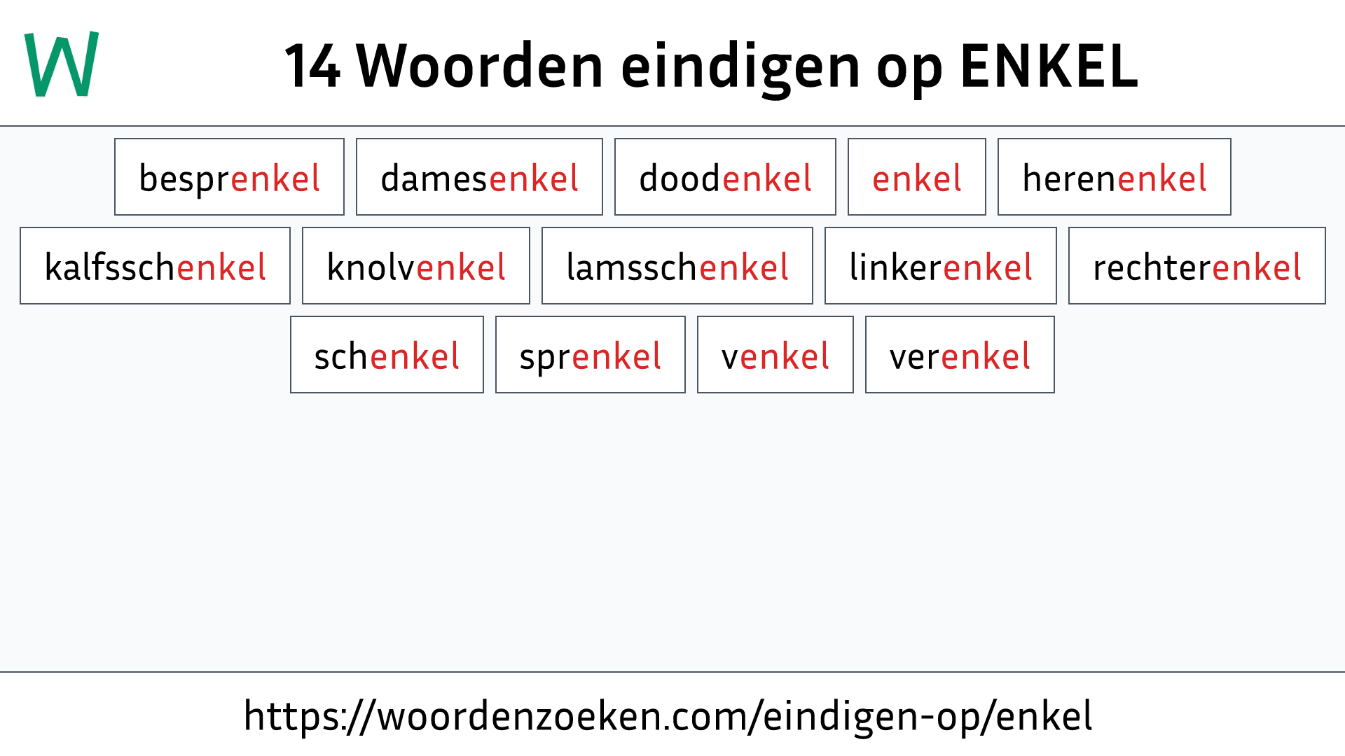 Woorden eindigen op ENKEL