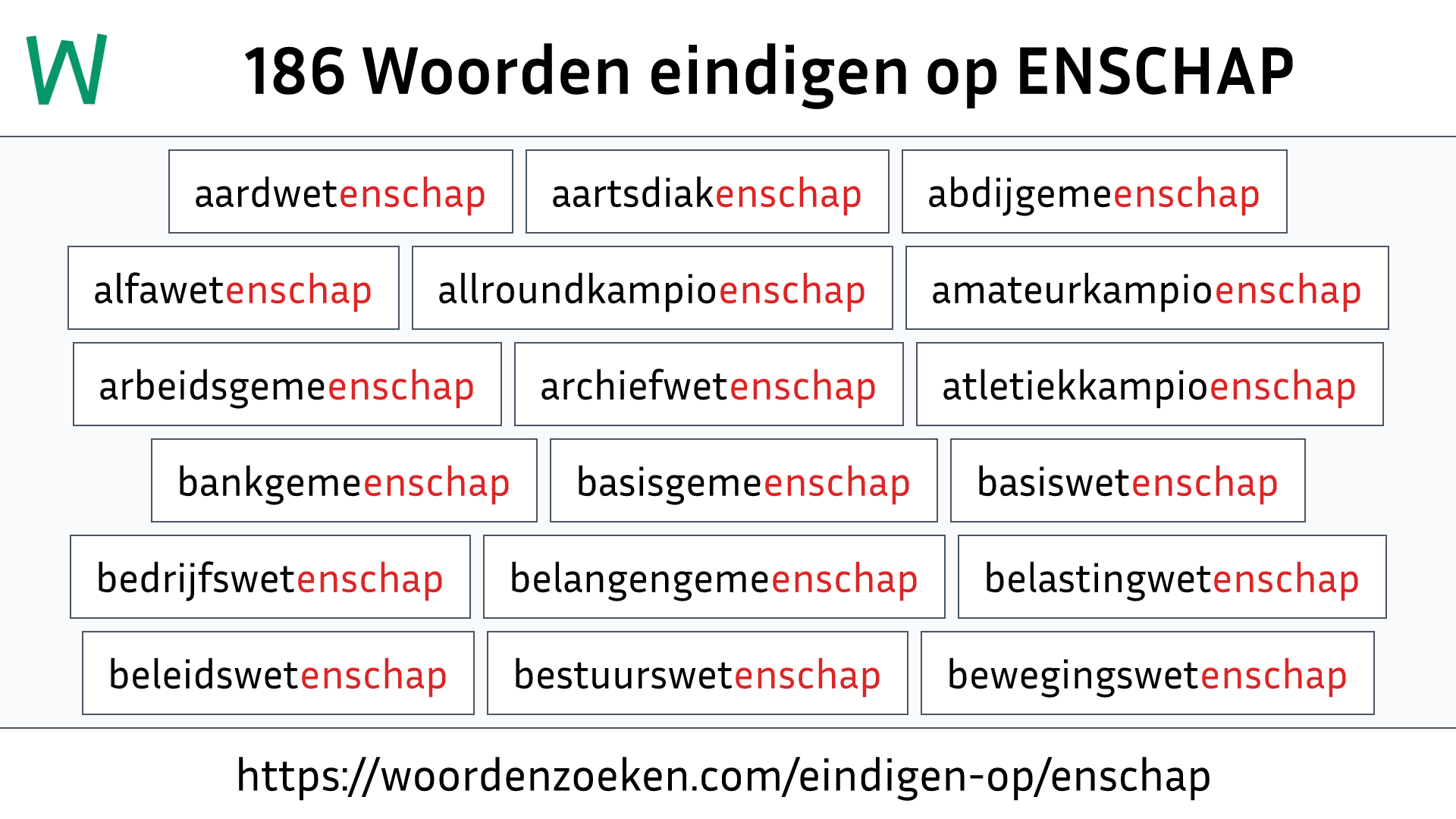 Woorden eindigen op ENSCHAP