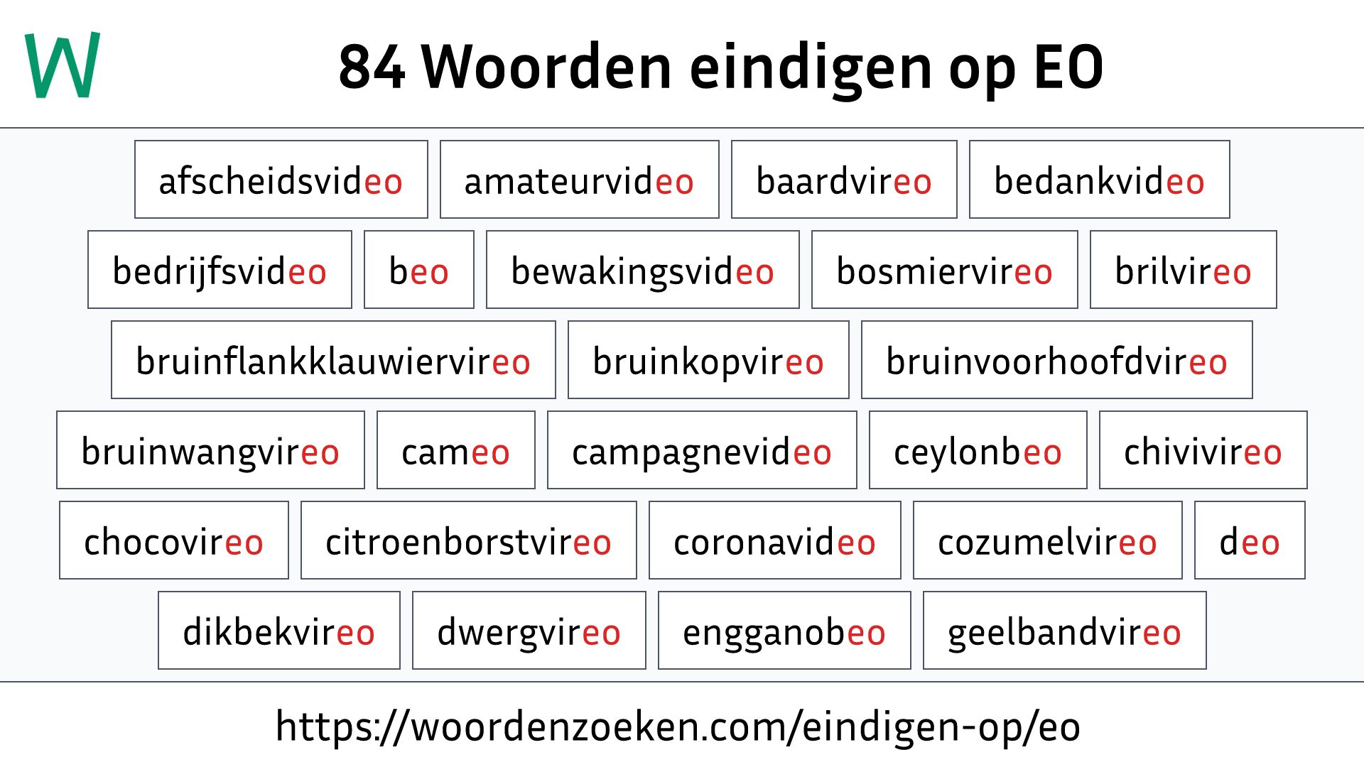 Woorden eindigen op EO