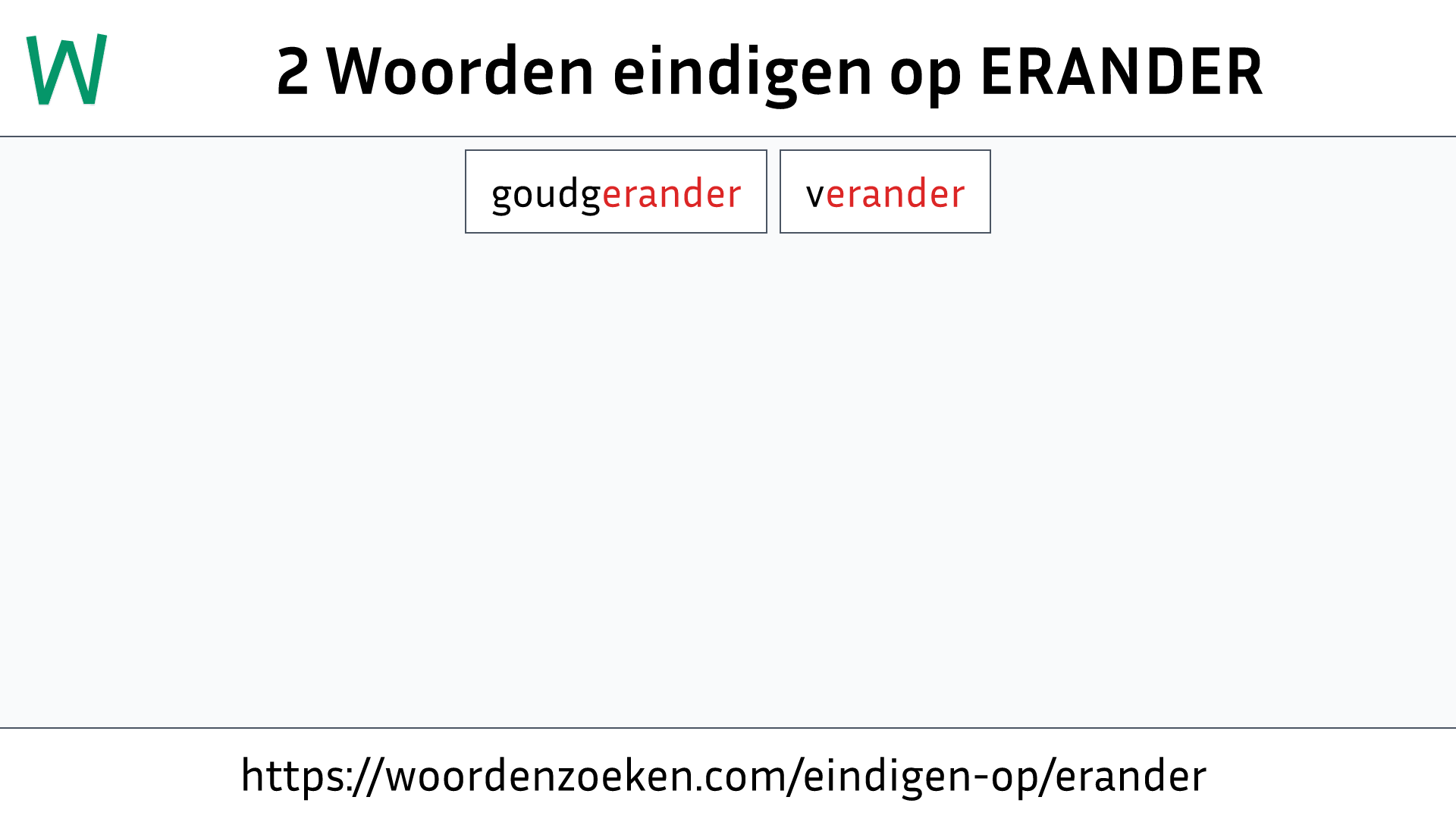 Woorden eindigen op ERANDER