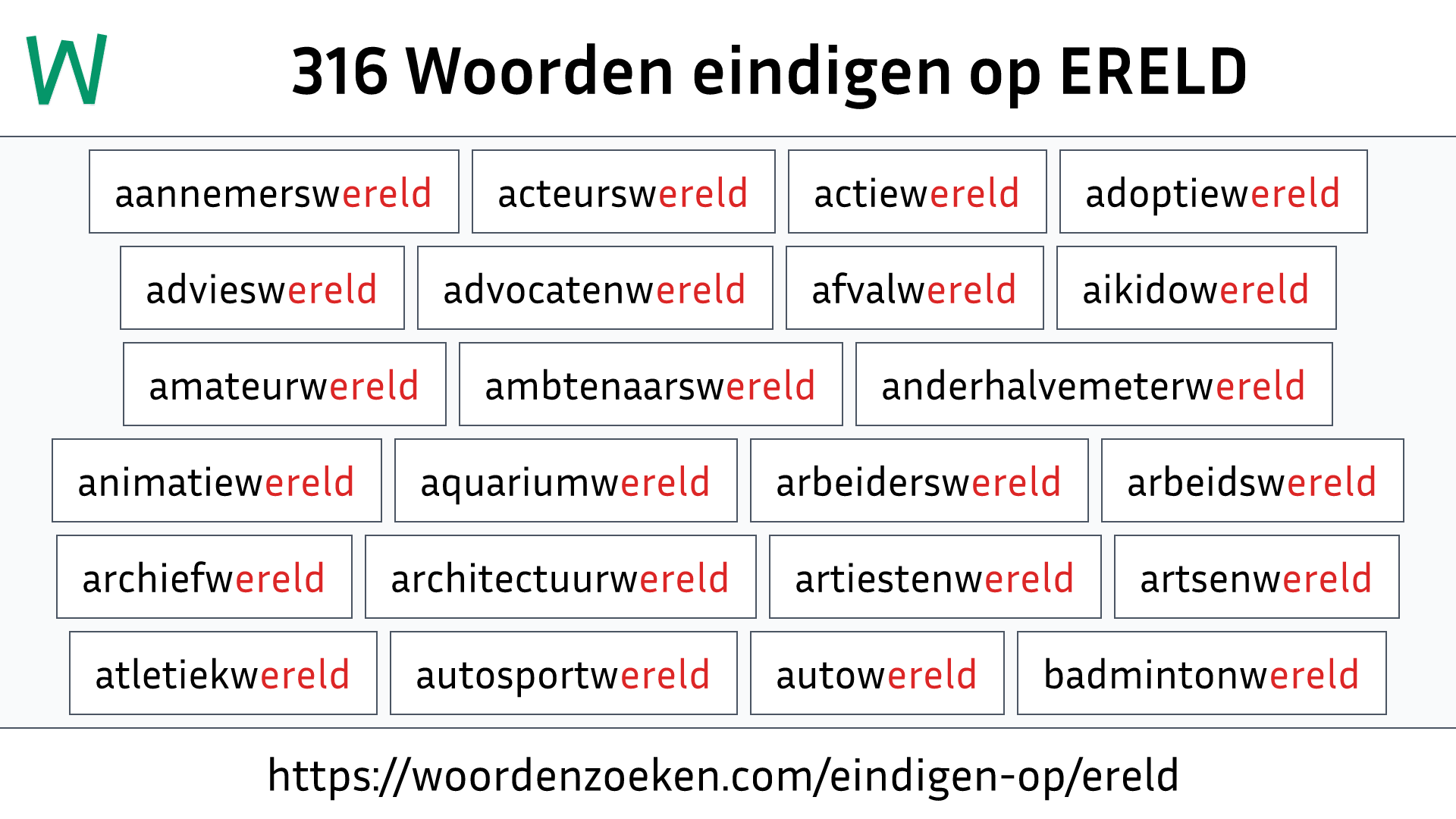 Woorden eindigen op ERELD