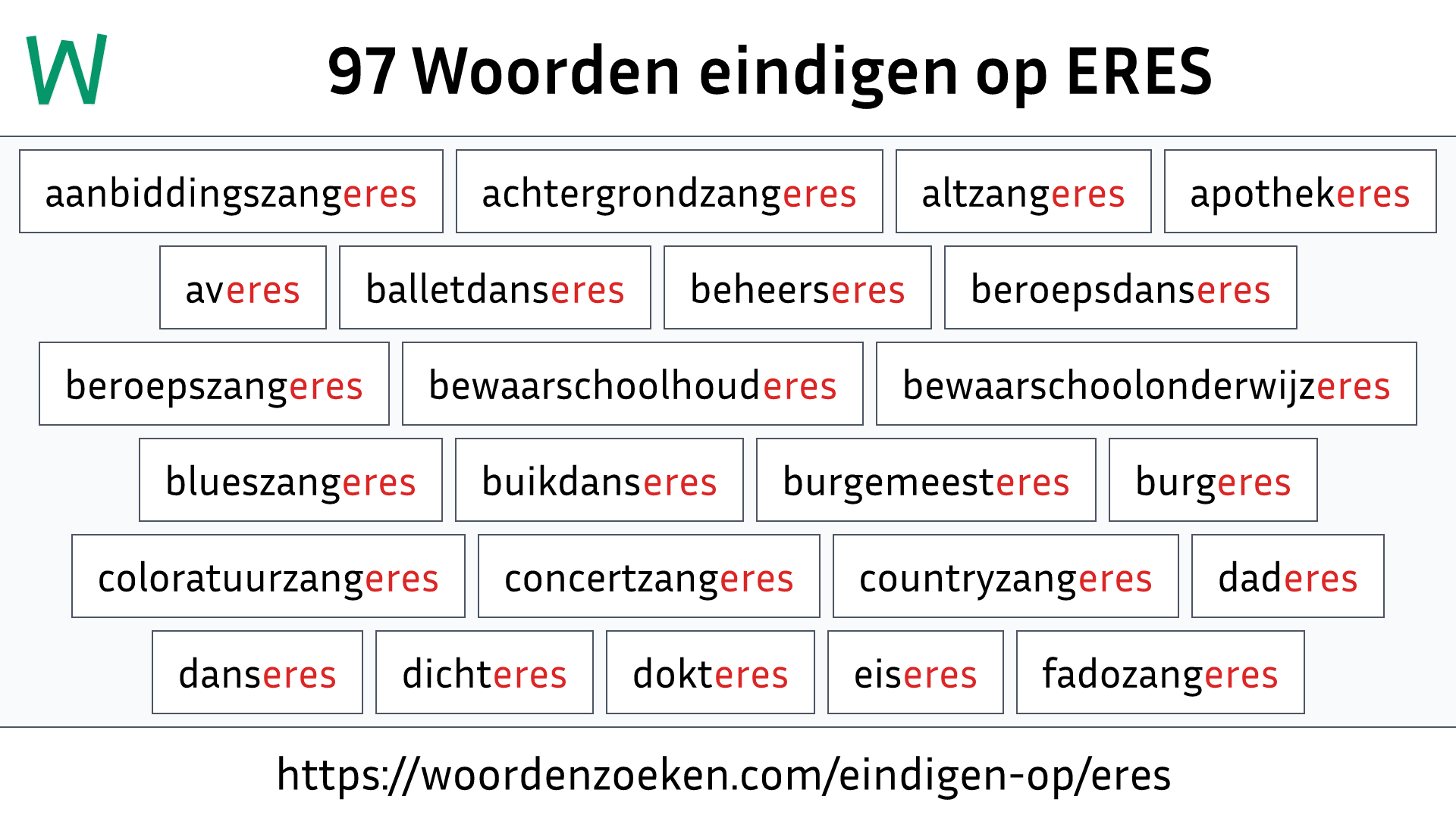 Woorden eindigen op ERES