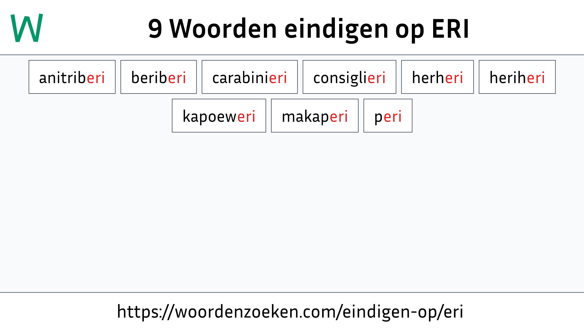 Woorden eindigen op ERI