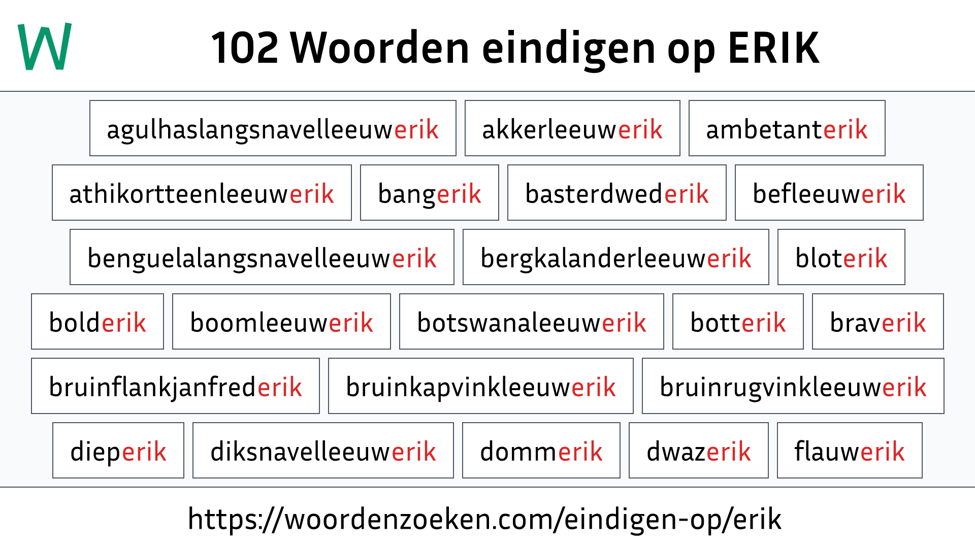 Woorden eindigen op ERIK