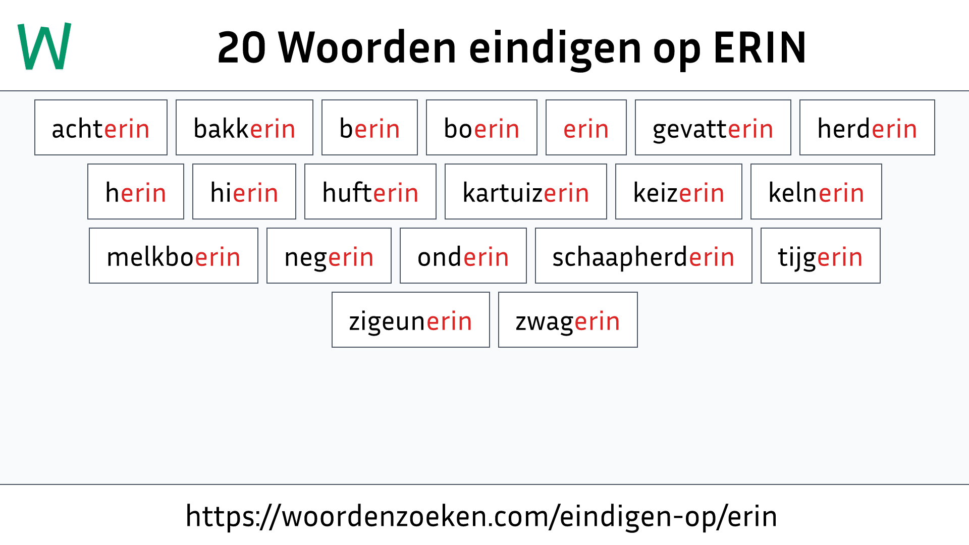 Woorden eindigen op ERIN